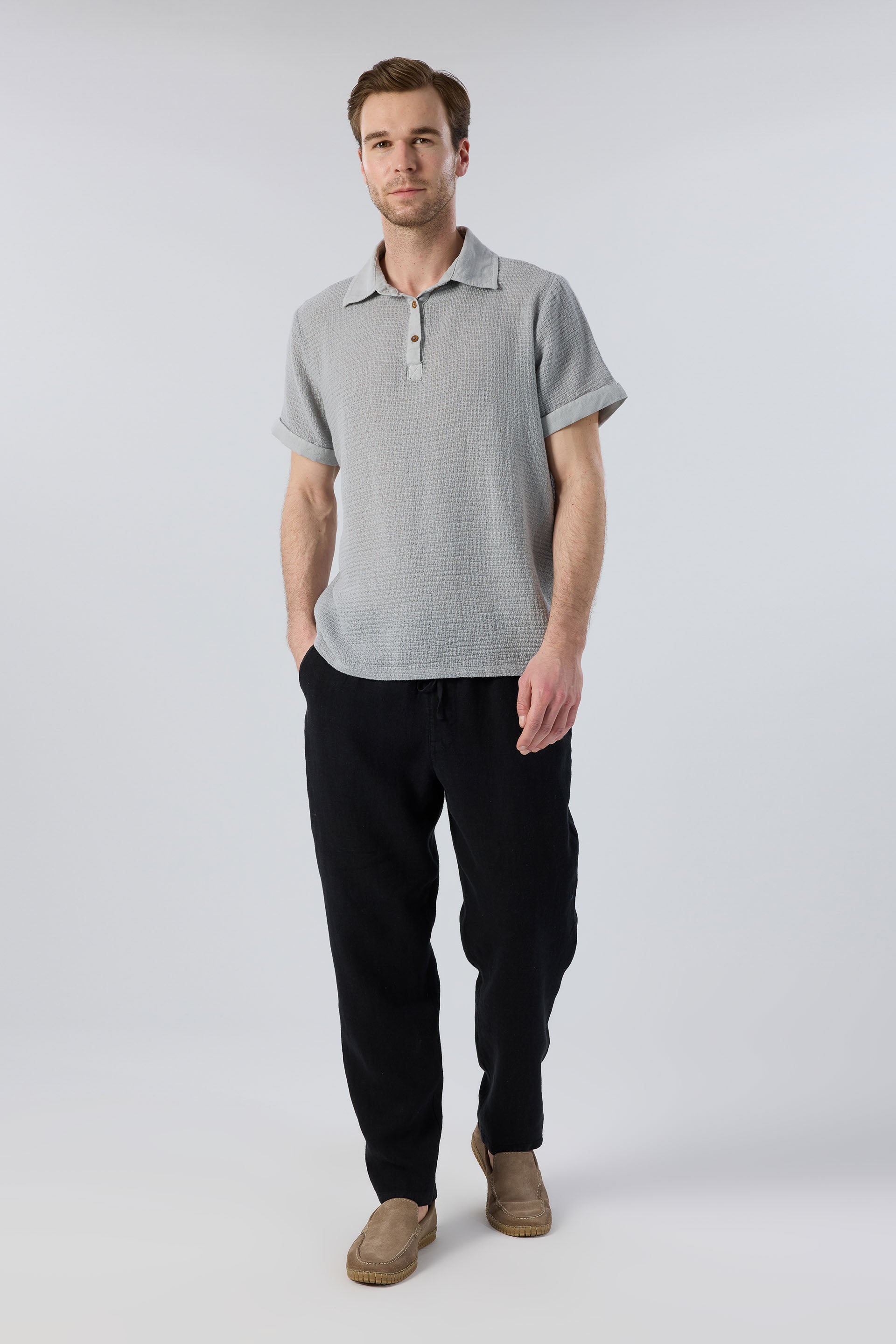 Rahat Kesim %100 Keten Erkek Pantolon #renk_Siyah