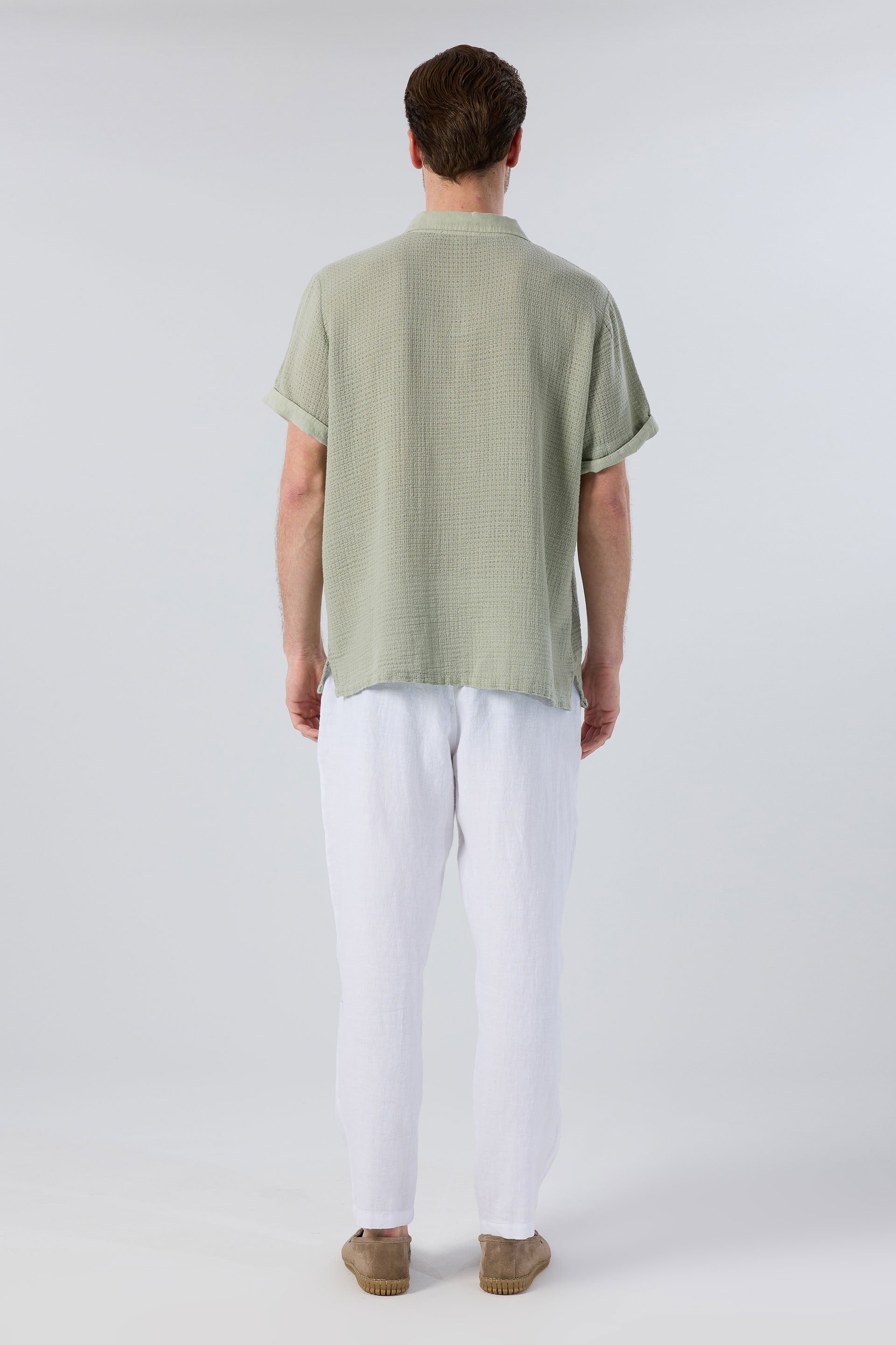 Rahat Kesim %100 Keten Erkek Pantolon #renk_Beyaz