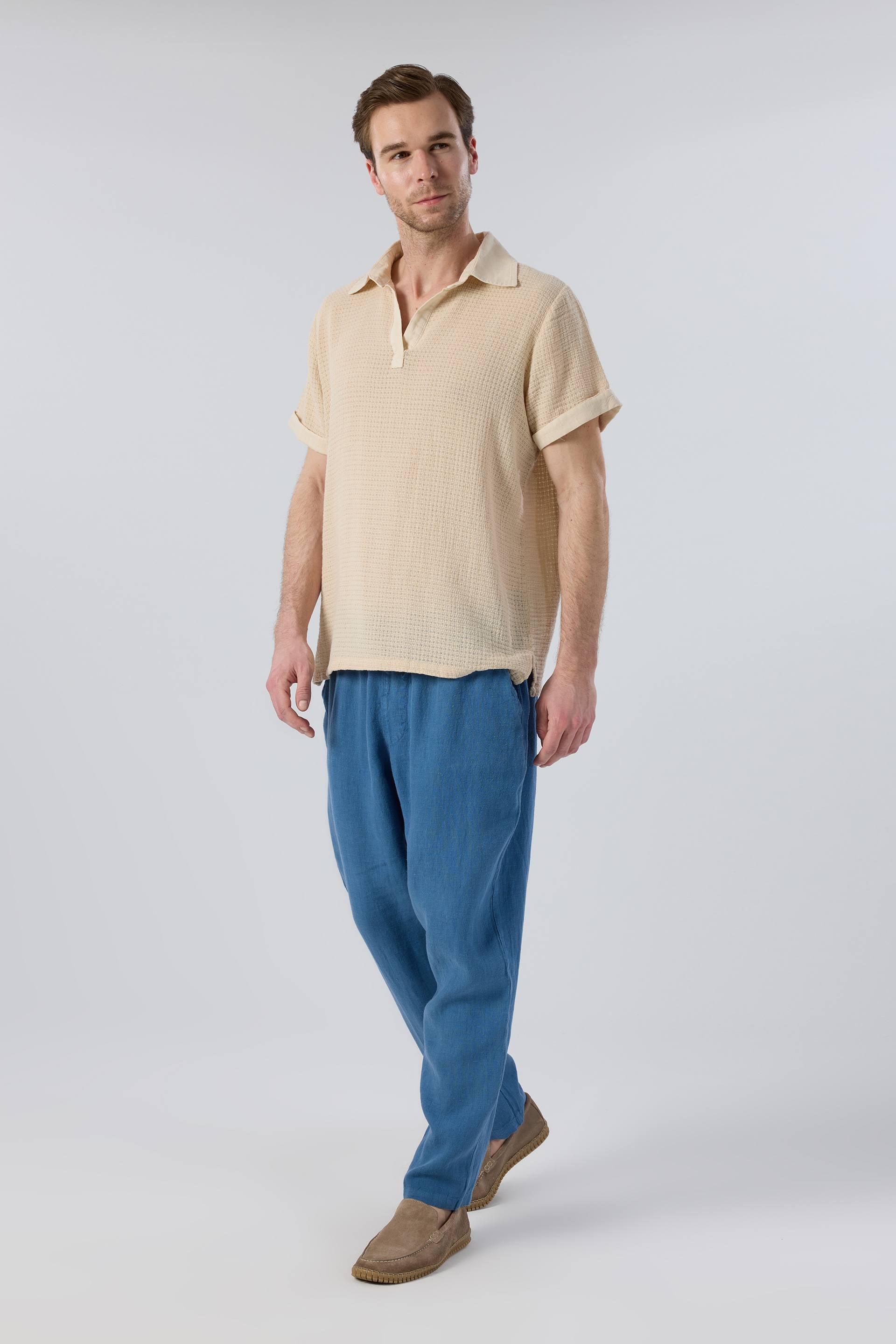 Ease Polo Yaka Garnili Erkek Polo Yaka Tişört #renk_Bej