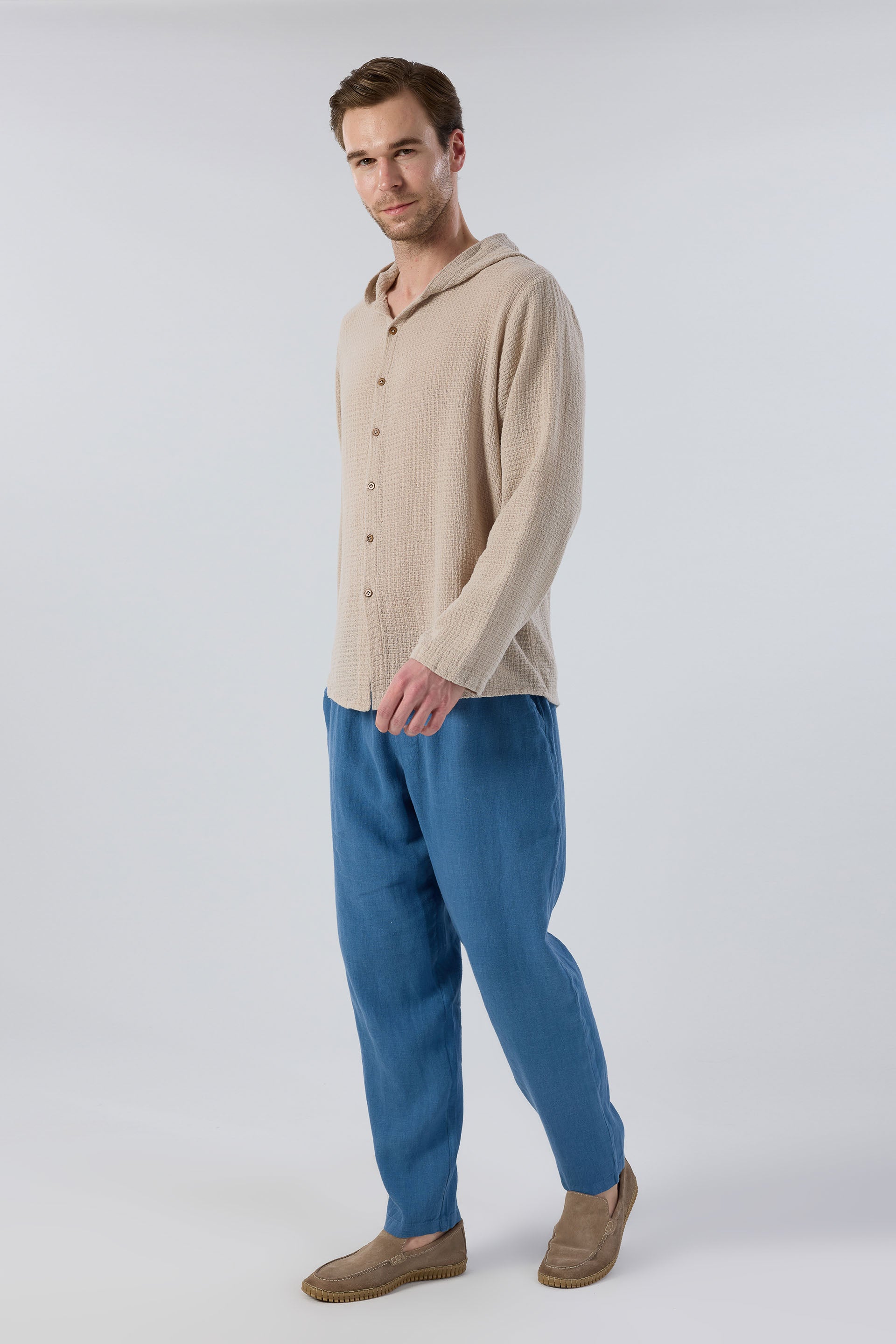 Rahat Kesim Indigo Renk Keten Yazlık Erkek Pantolon #Renk_Indigo