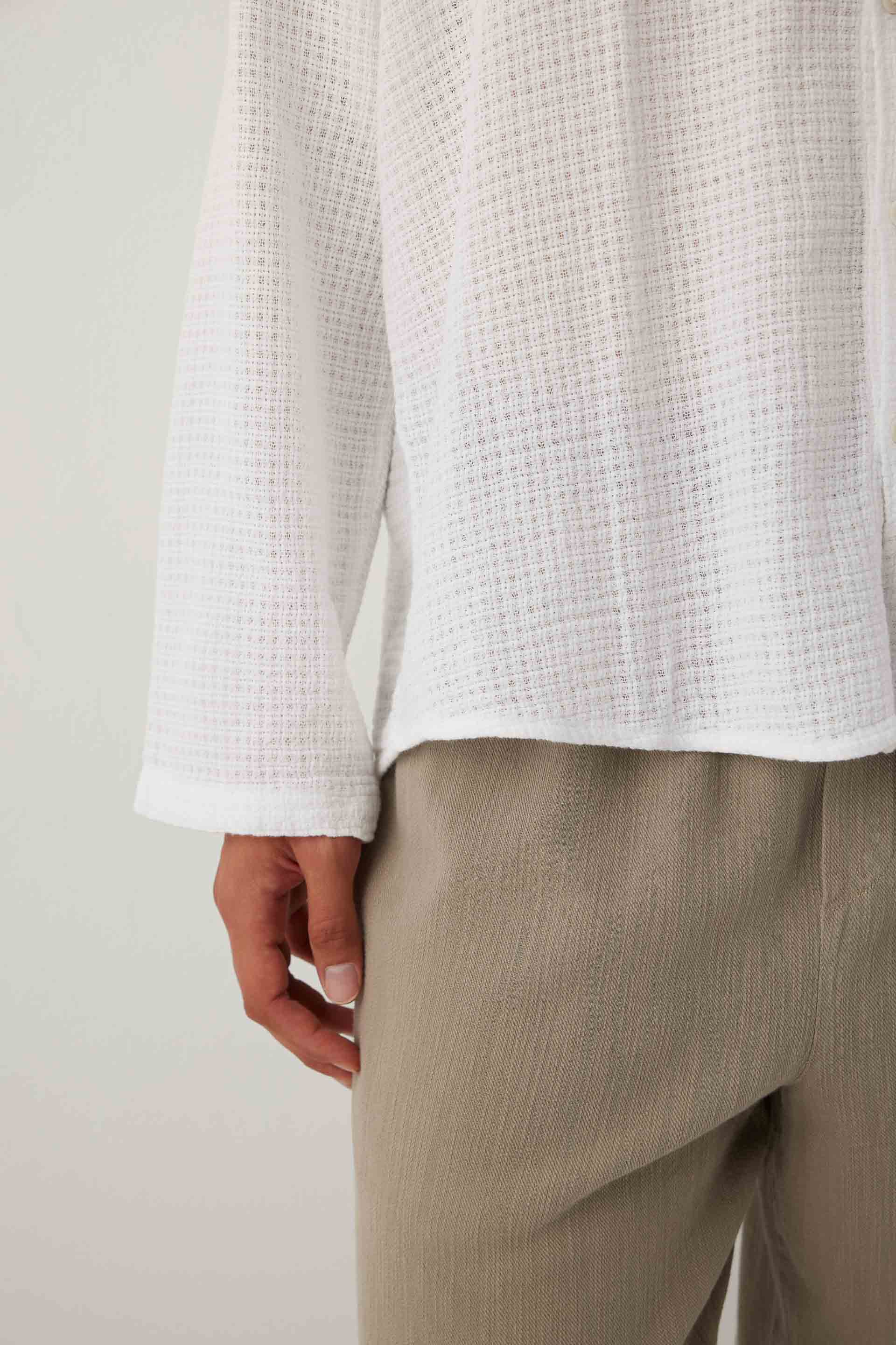 Ease Kapüşonlu Pamuklu Erkek Overshirt #renk_Beyaz