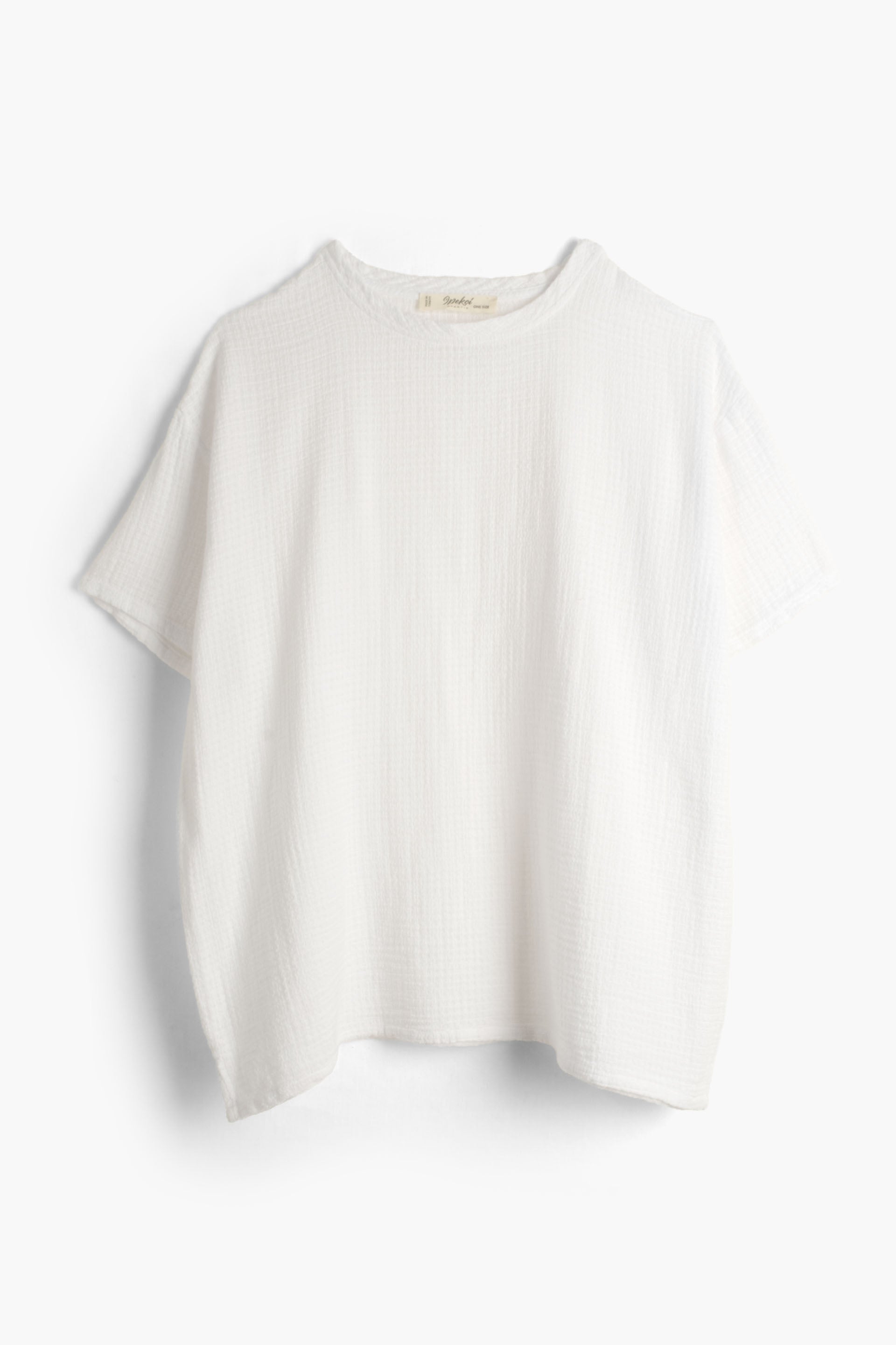Ease Etamin Dokulu Oversize Erkek T-Shirt #renk_Beyaz