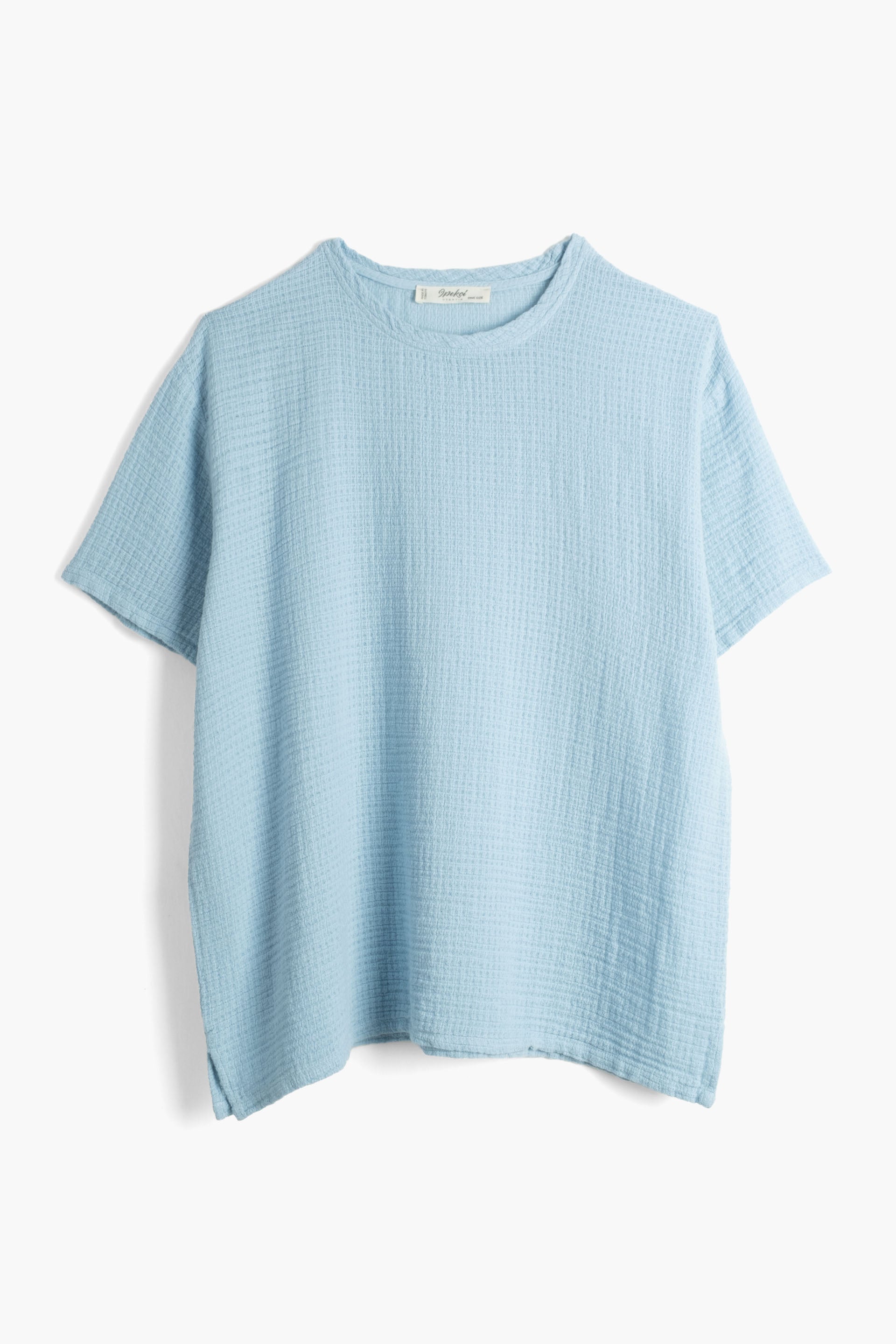 Ease Etamin Dokulu Oversize Erkek T-Shirt #renk_Bulut Mavi