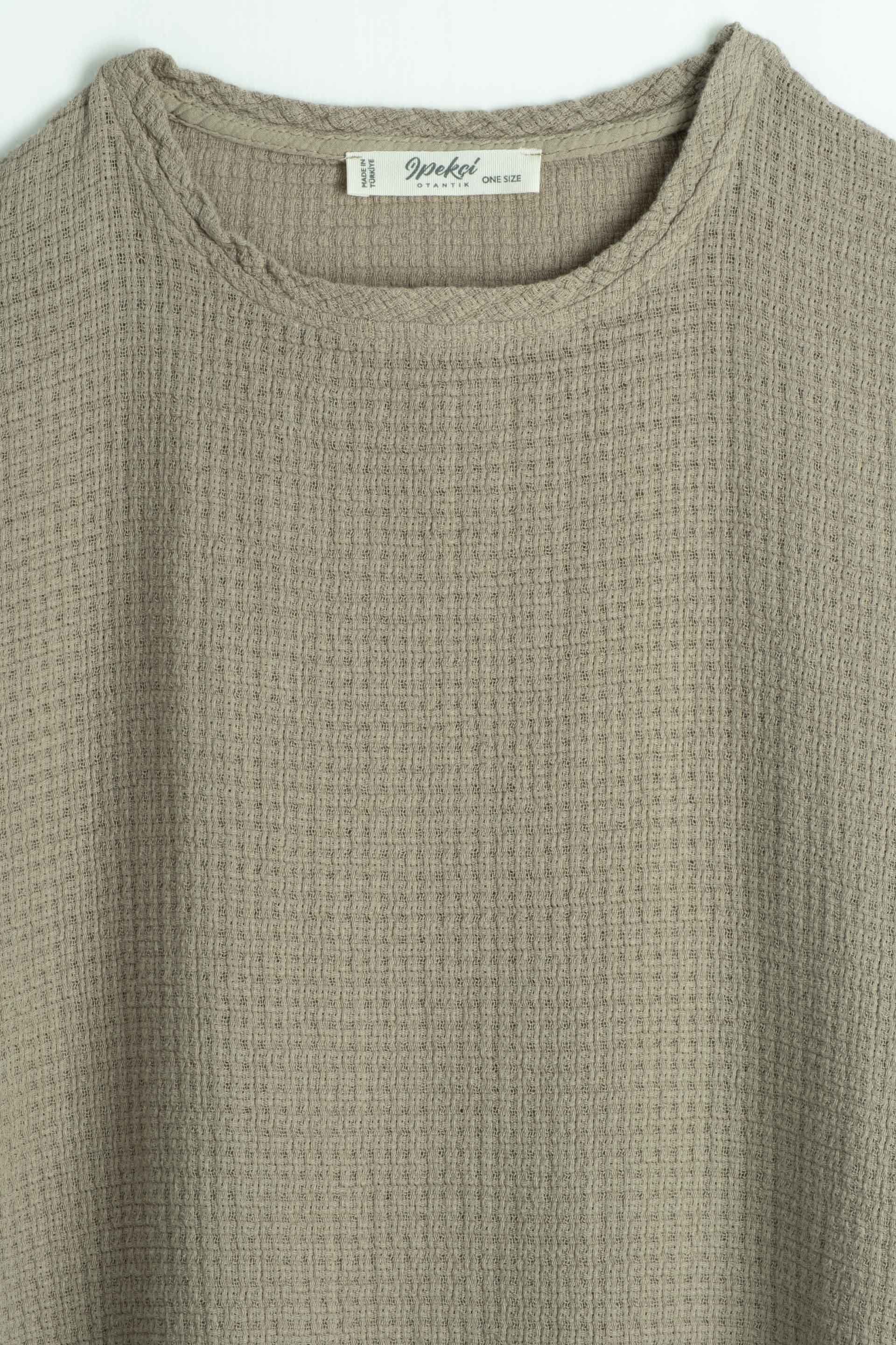 Ease Etamin Dokulu Oversize Erkek T-Shirt #renk_Olive