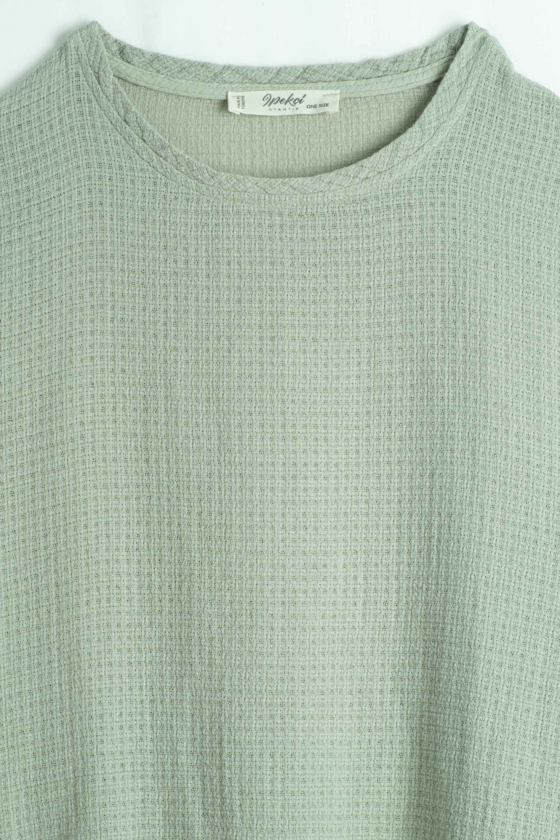 Ease Etamin Dokulu Oversize Erkek T-Shirt #renk_Ada Çayı