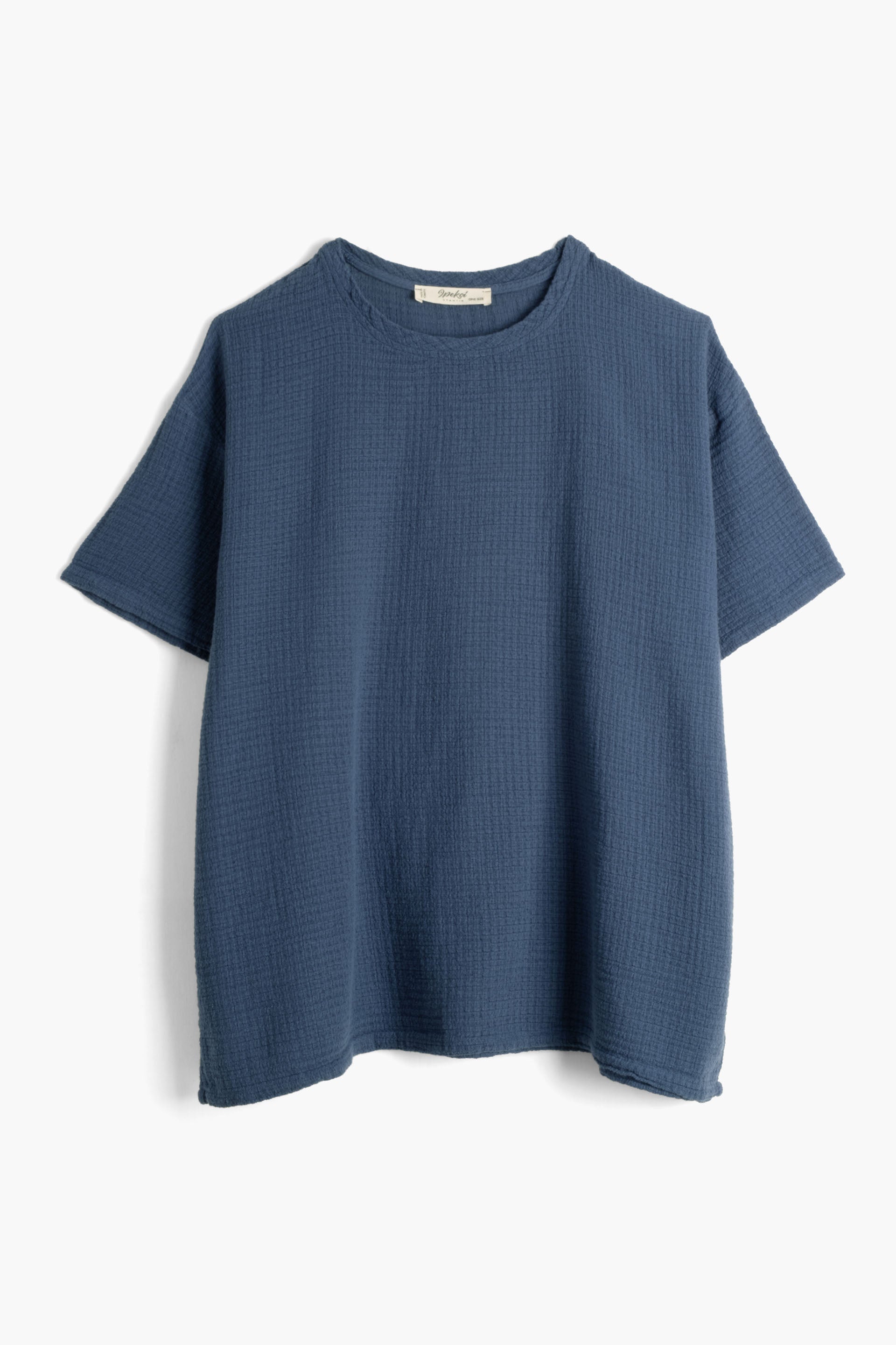 Ease Etamin Dokulu Oversize Erkek T-Shirt #renk_Navy