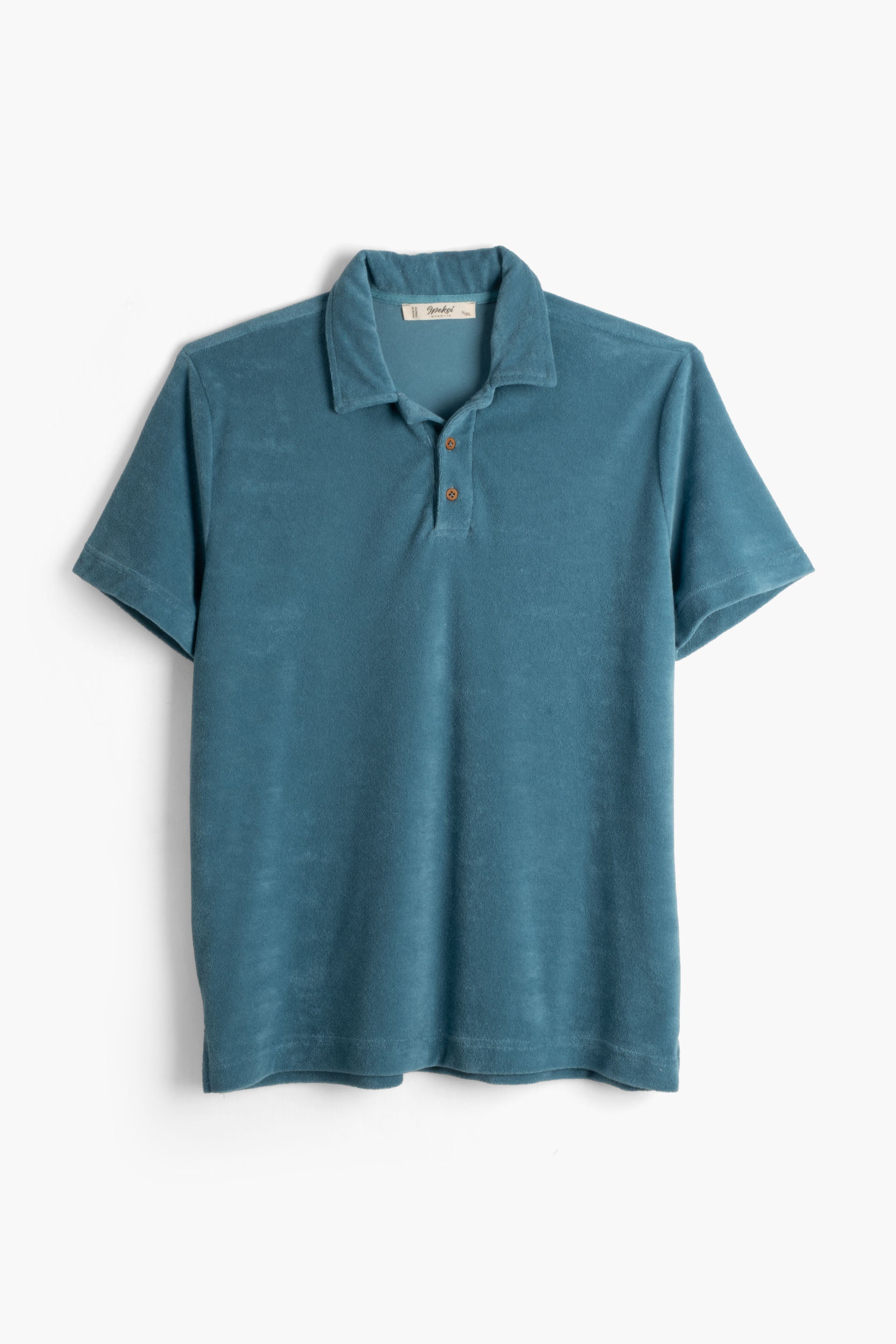 Terry Flow Cotton Polo Yakalı Erkek Tişört #renk_Petrol