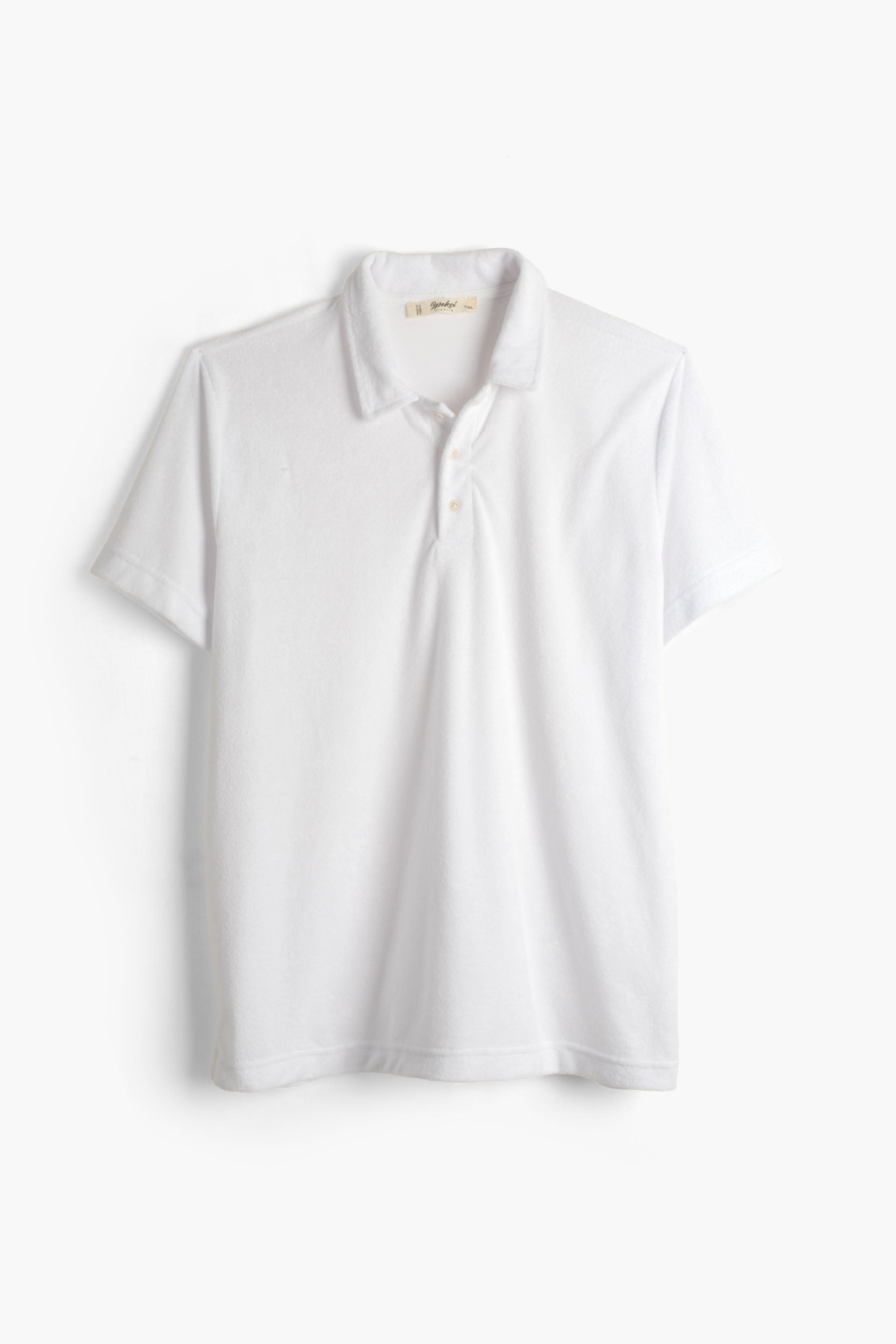 Terry Flow Cotton Polo Yakalı Erkek Tişört #renk_Beyaz