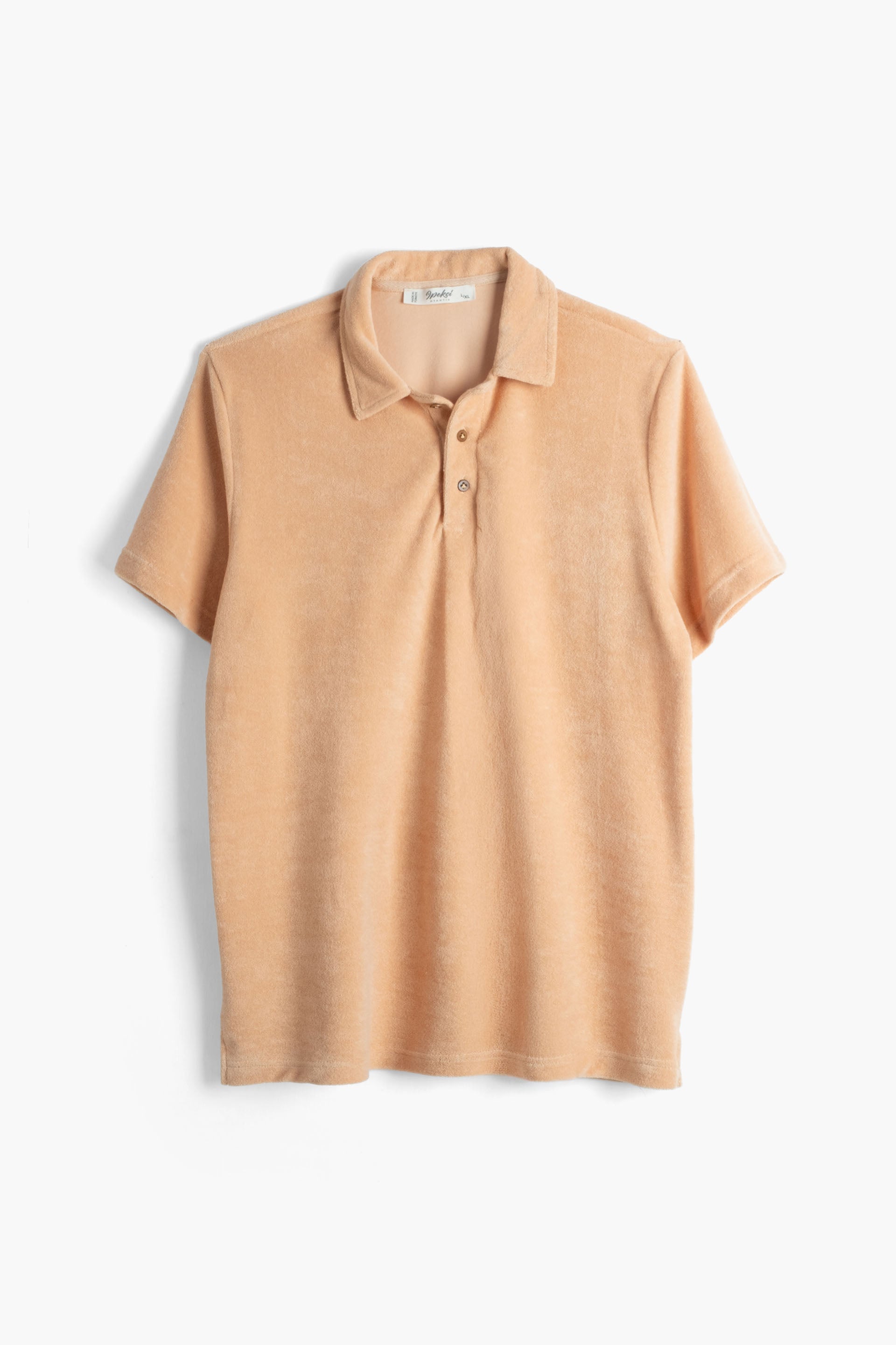 Terry Flow Cotton Polo Yakalı Erkek Tişört #renk_Kil Beji