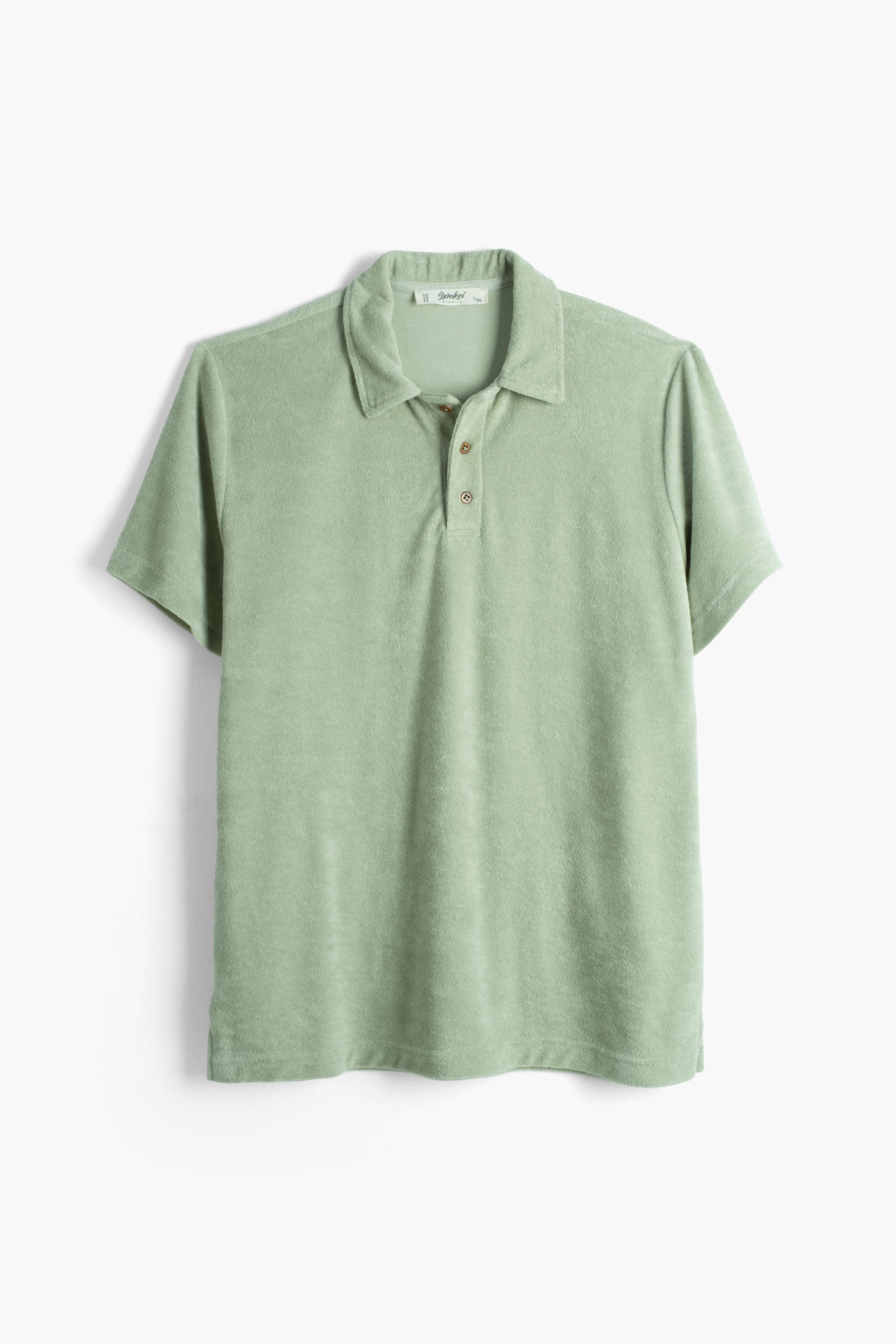 Terry Flow Cotton Polo Yakalı Erkek Tişört #renk_Ada Çayı