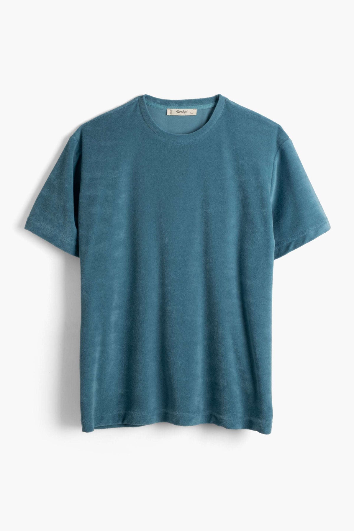 Terry Flow Cotton Yuvarlak Yaka Erkek Tişört #renk_Petrol