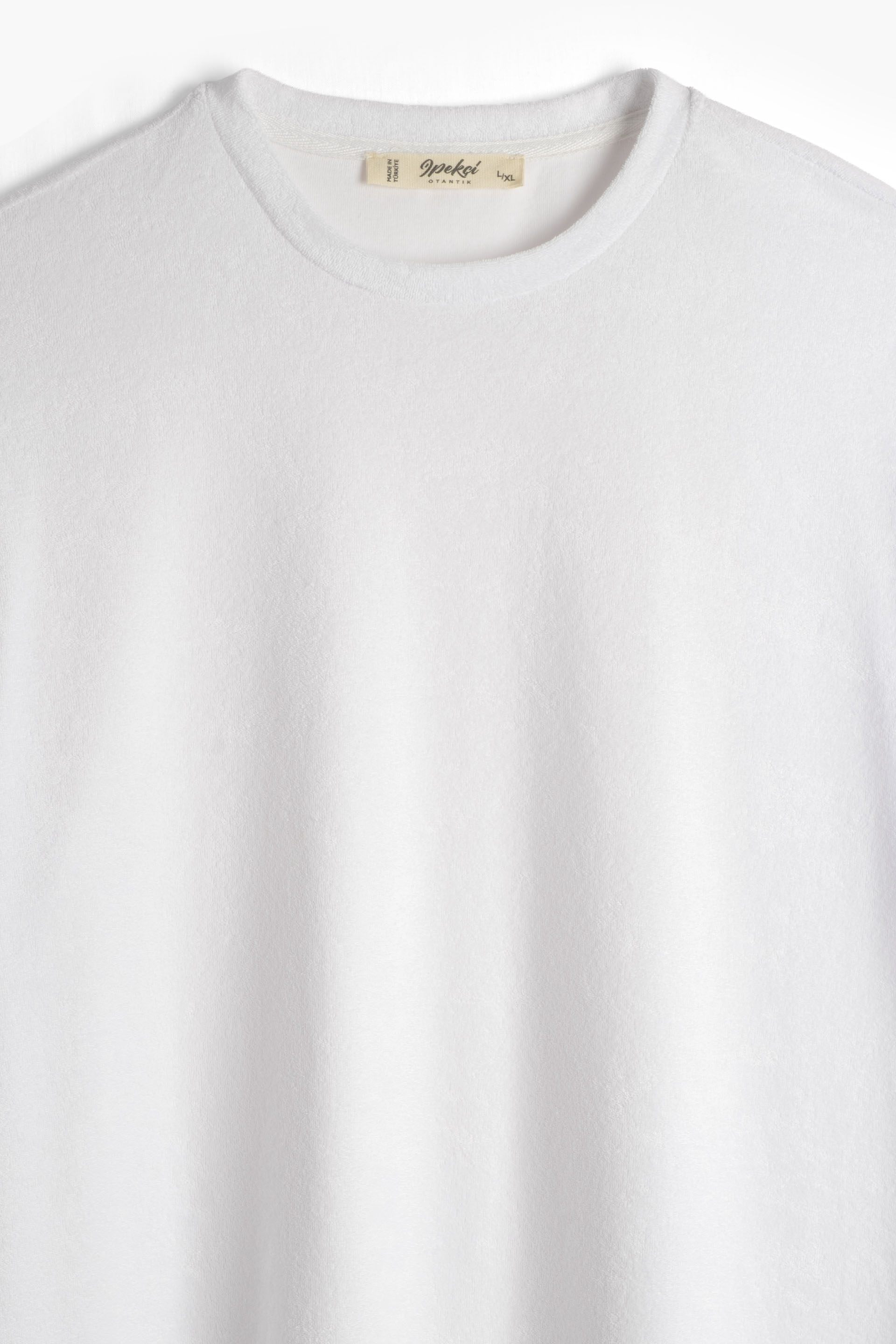 Terry Flow Cotton Yuvarlak Yaka Erkek Tişört #renk_Beyaz