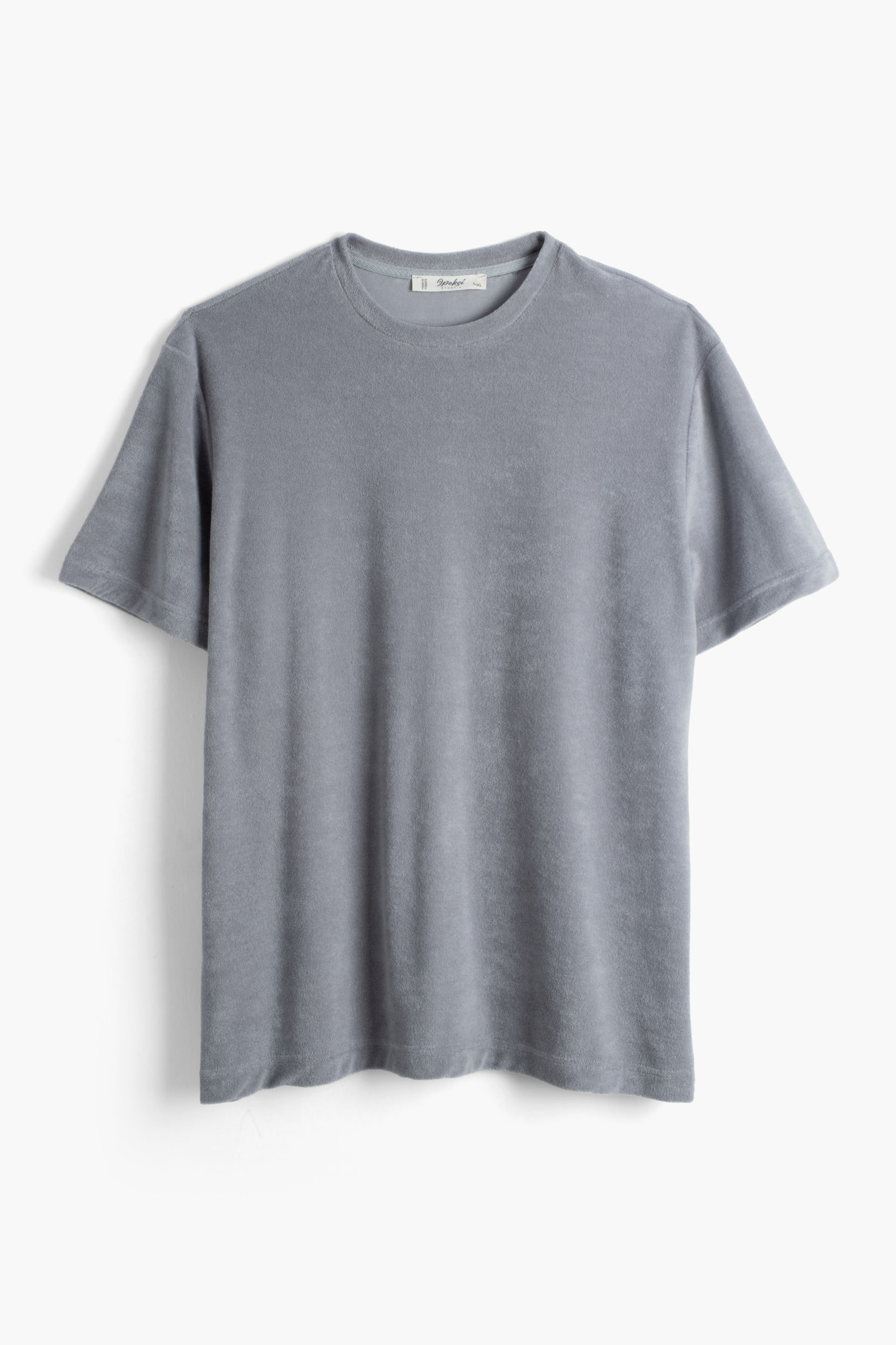 Terry Flow Cotton Yuvarlak Yaka Erkek Tişört #renk_Koyu Gri