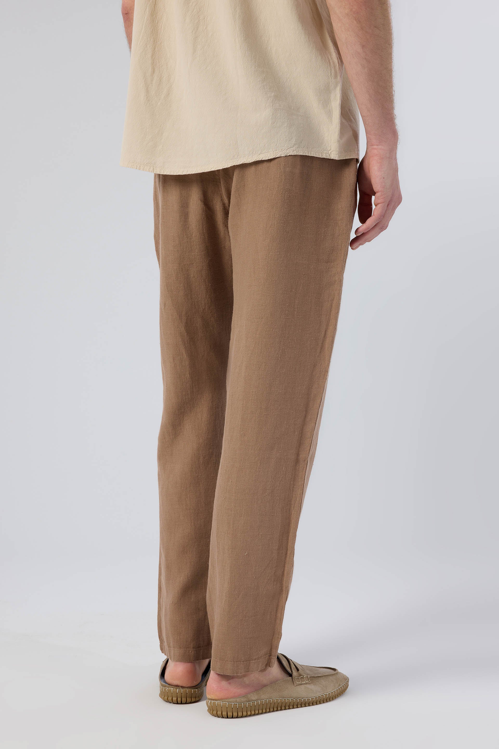 Rahat Kesim %100 Keten Erkek Pantolon #renk_Kahve