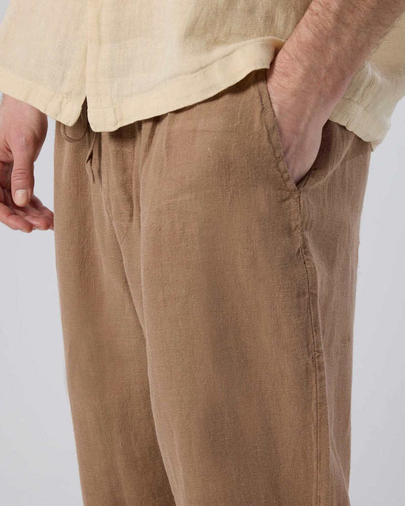 Rahat Kesim %100 Keten Erkek Pantolon #renk_Kahve