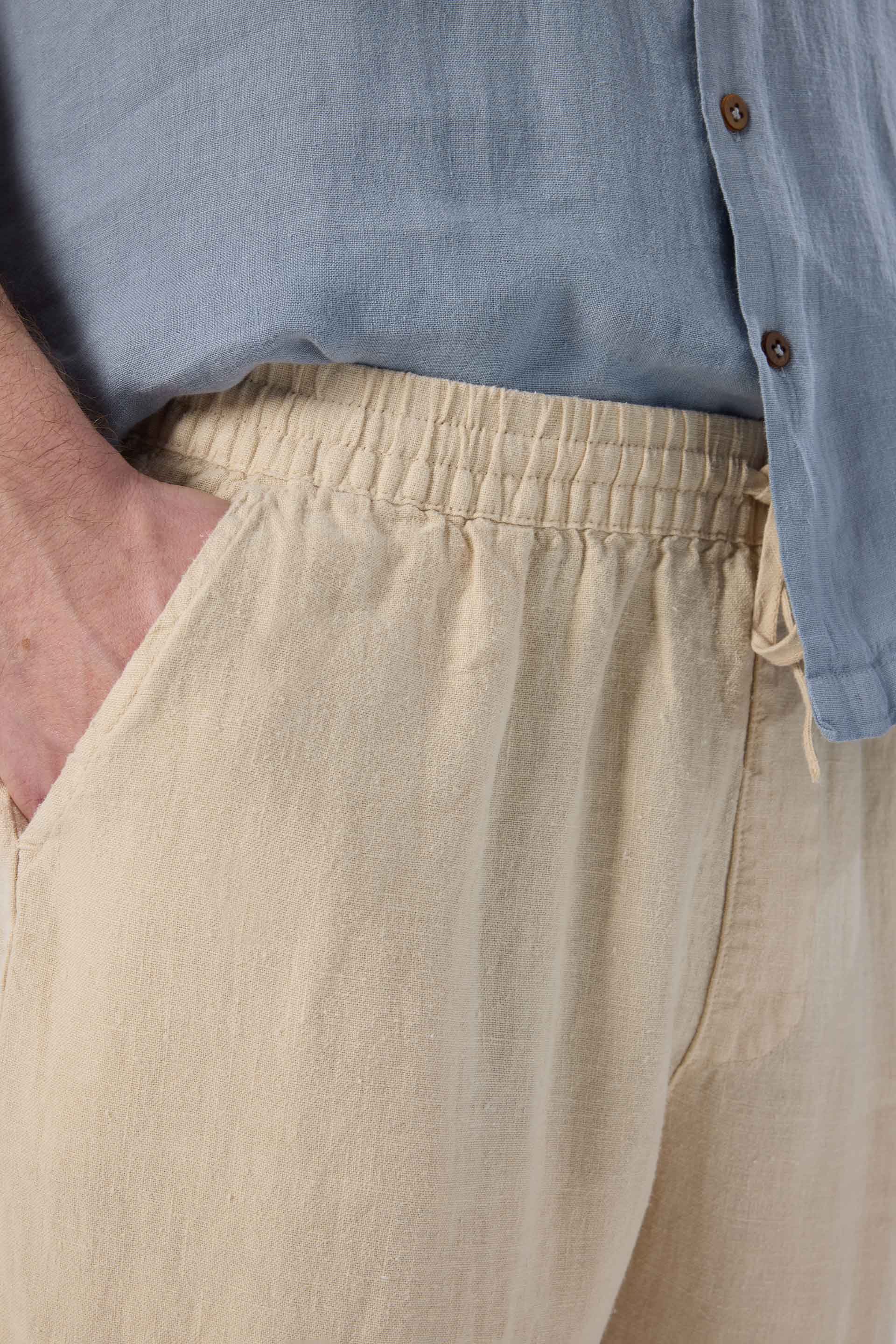 Rahat Kesim Bej Renk Keten Yazlık Erkek Pantolon #Renk_Bej