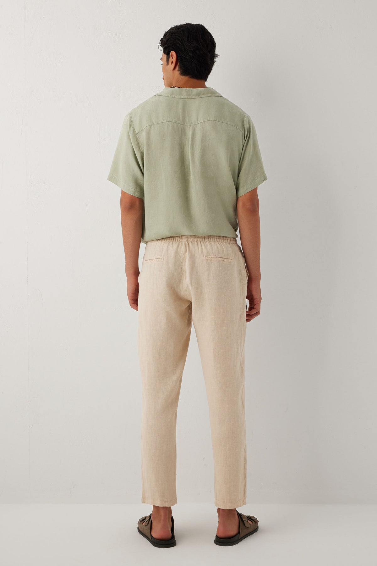 Rahat Kesim %100 Keten Erkek Pantolon #renk_Bej