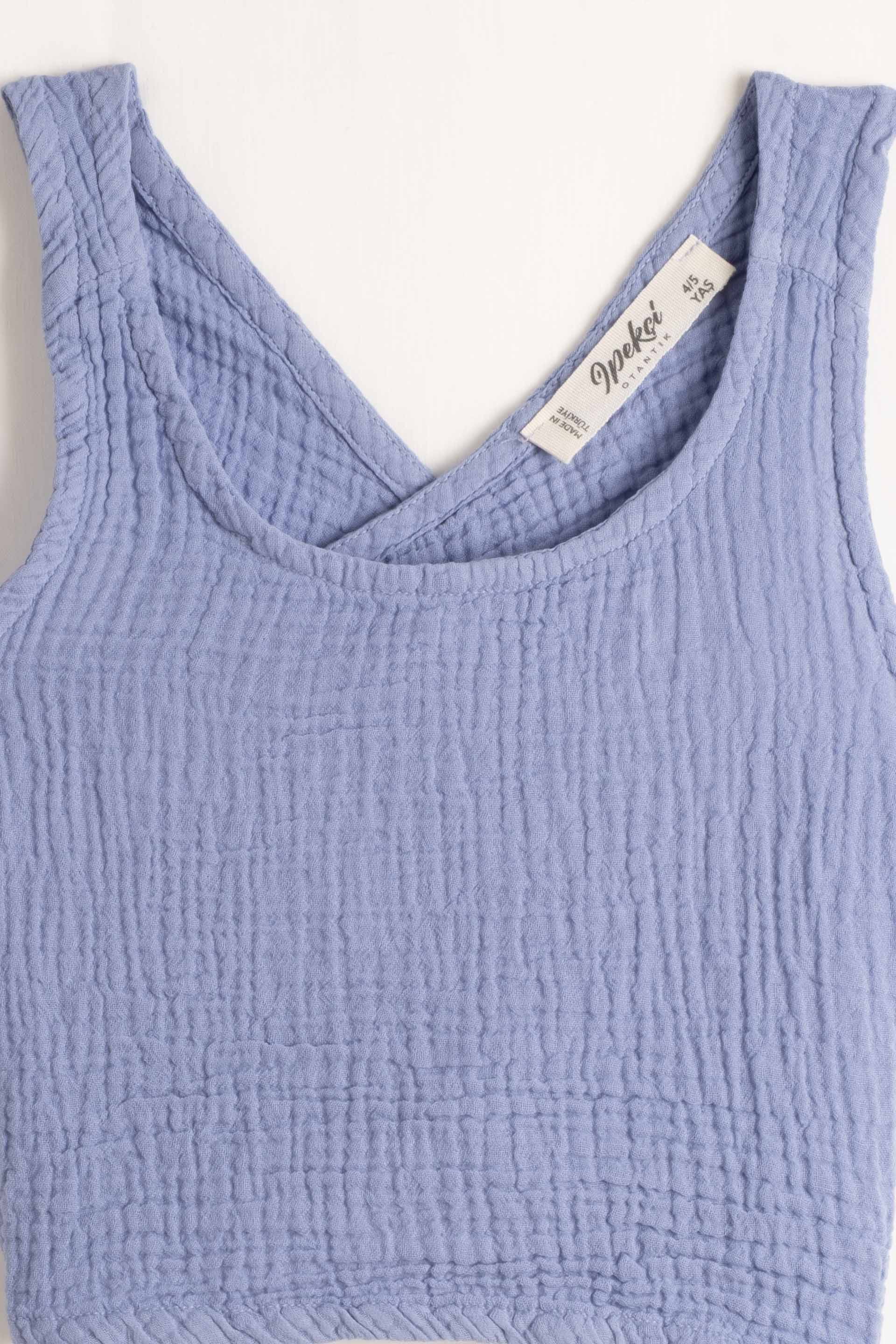 Nomad Müslin Çapraz Askılı Kız Çocuk Bluz #renk_Denim Blue