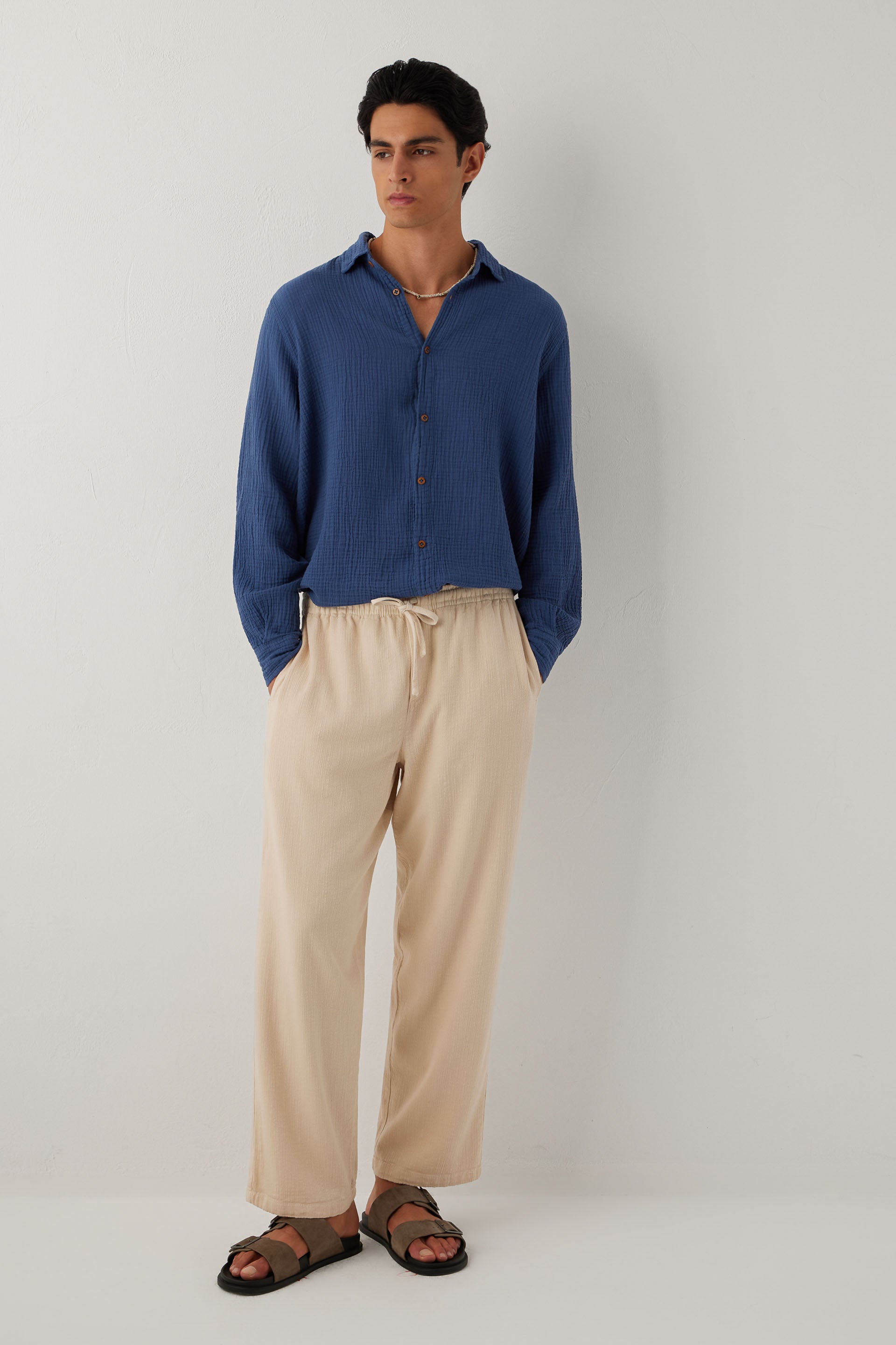 Flow Unisex Düz Paça Pantolon #renk_Bej