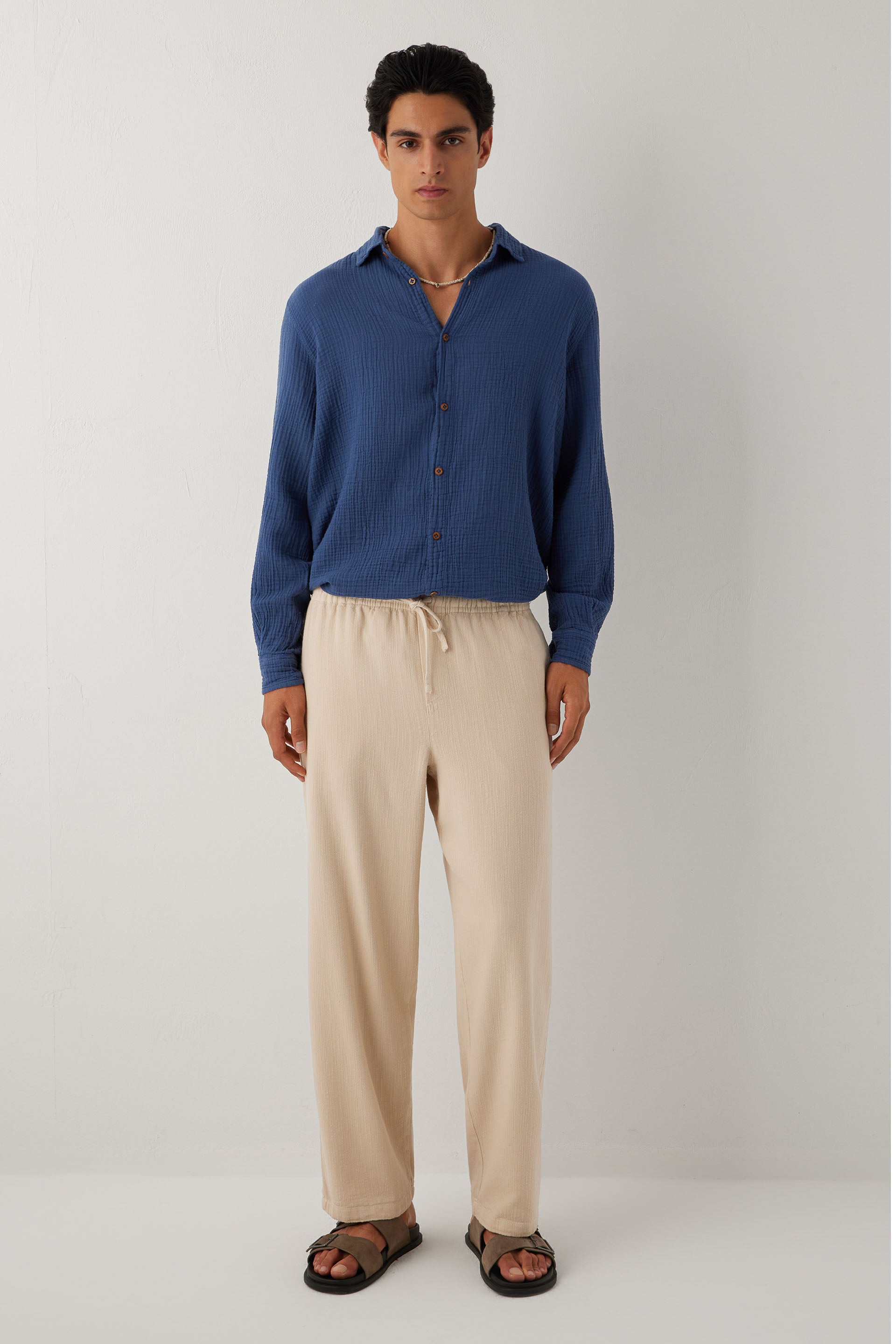 Flow Unisex Düz Paça Pantolon #renk_Bej