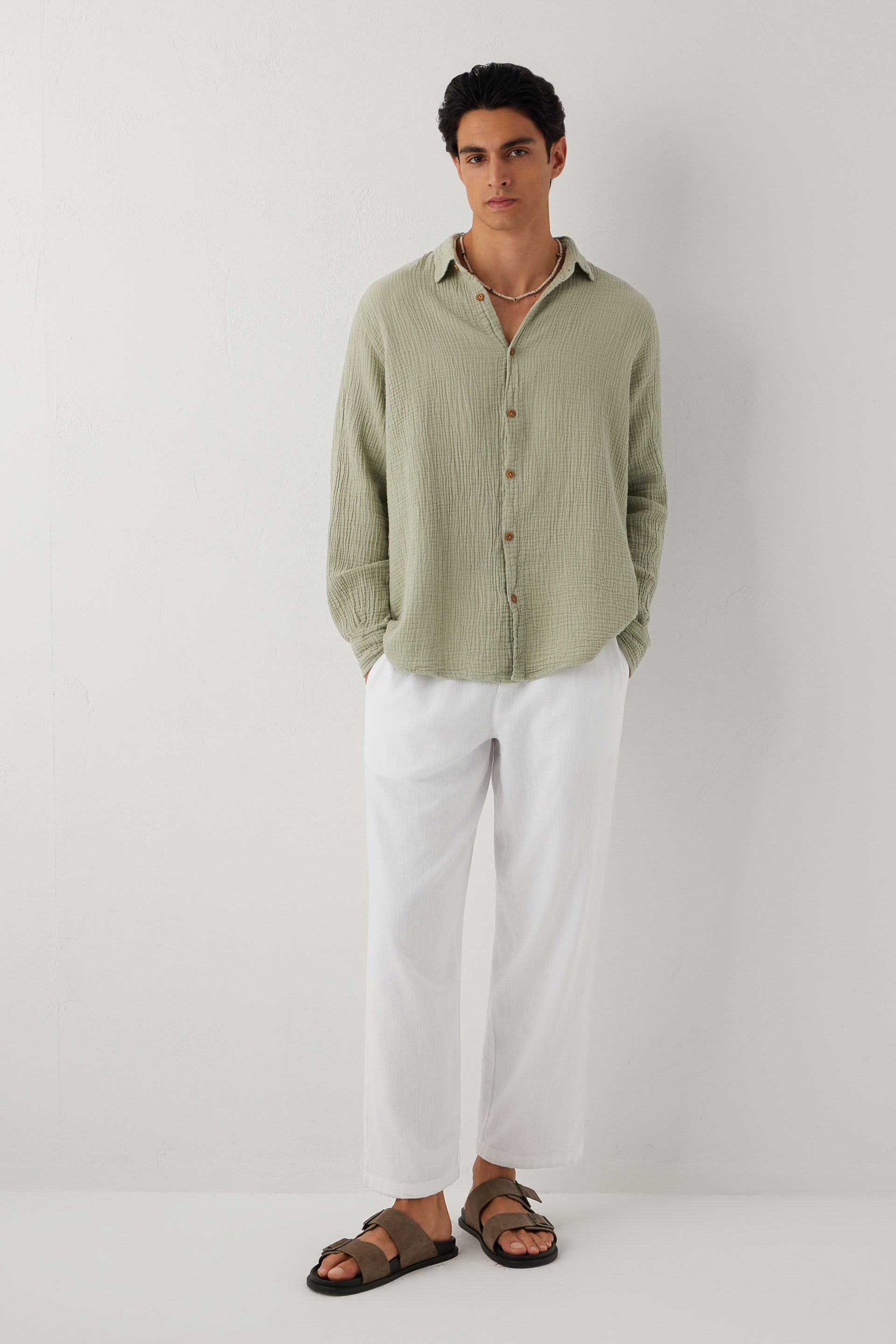 Flow Unisex Düz Paça Pantolon #renk_Beyaz