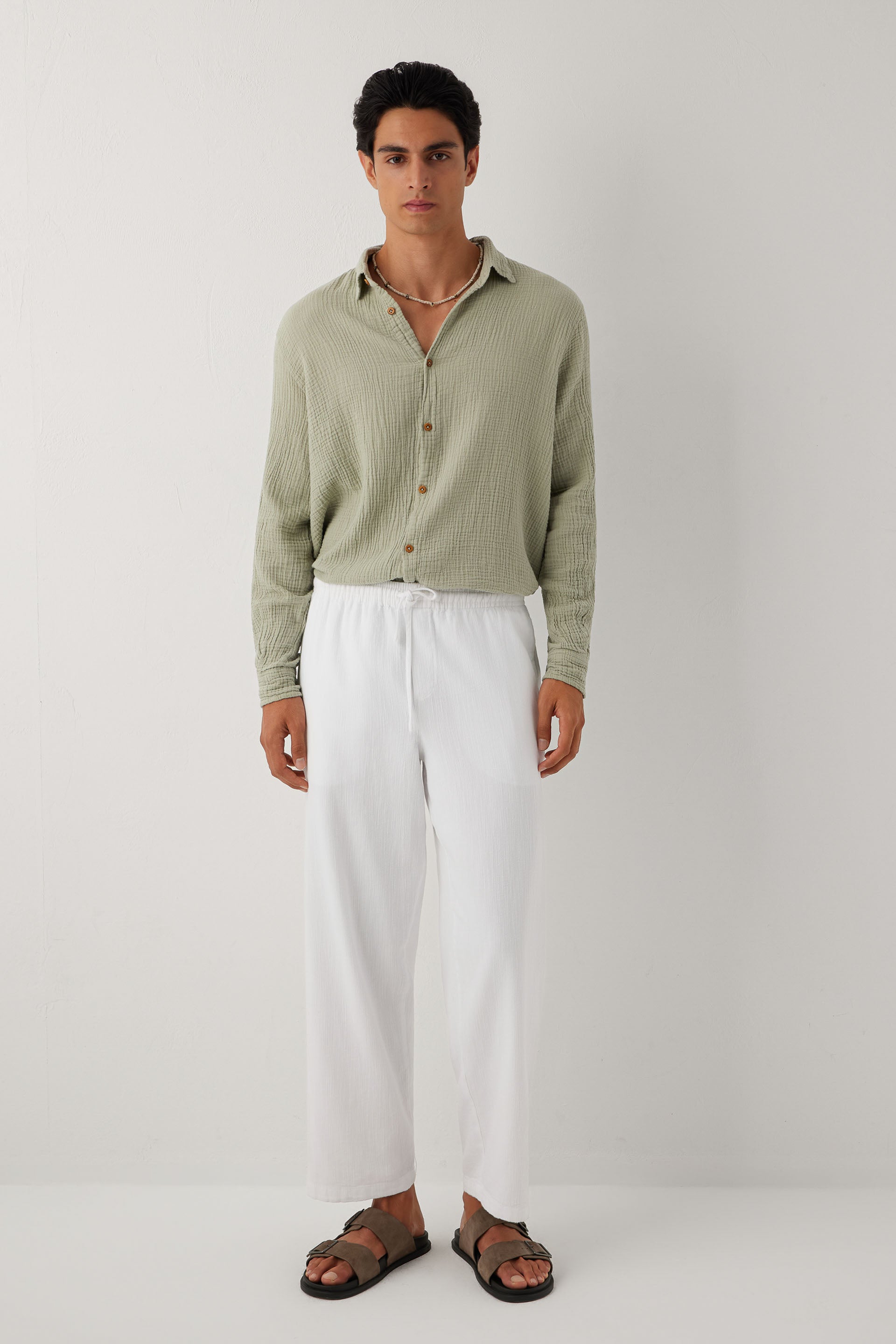 Flow Unisex Düz Paça Pantolon #renk_Beyaz