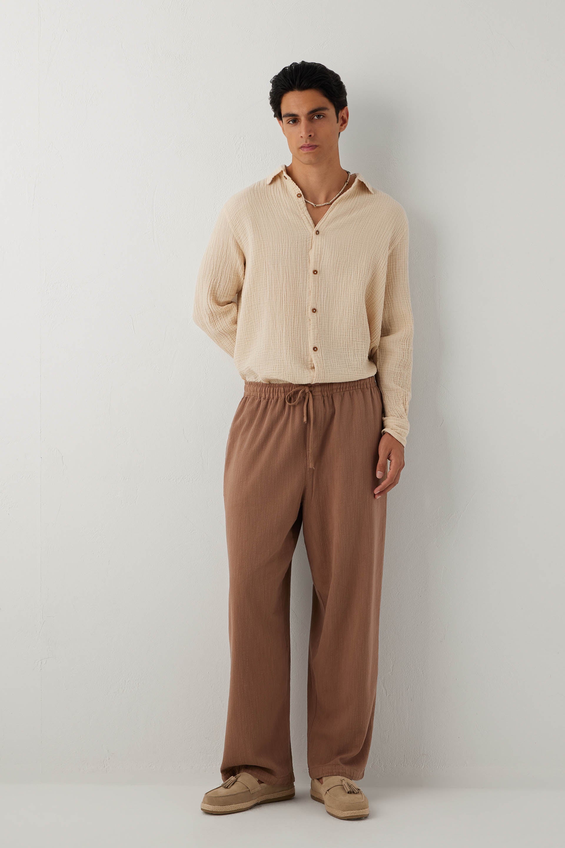 Flow Unisex Düz Paça Pantolon #renk_Kahve