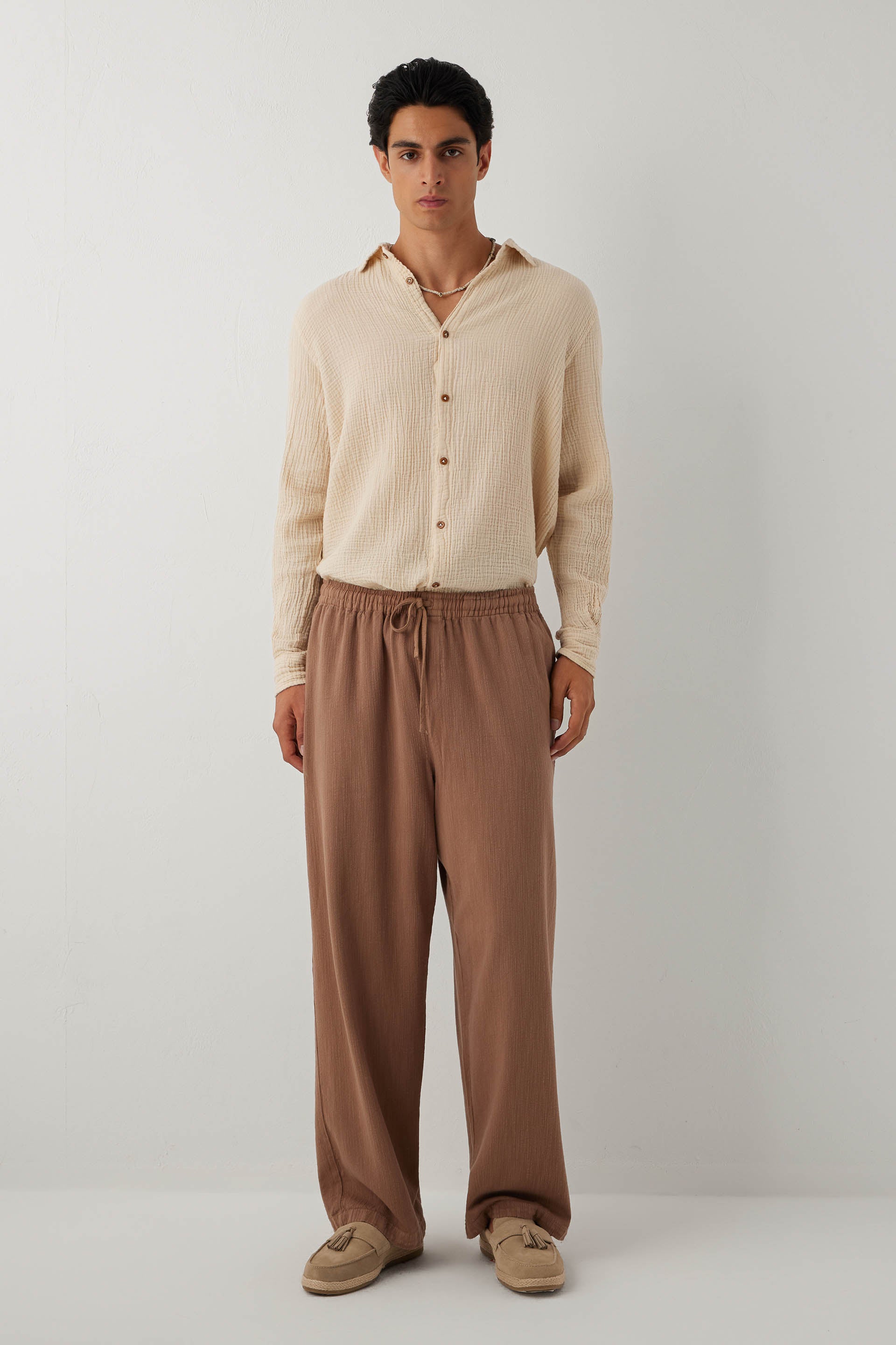 Flow Unisex Düz Paça Pantolon #renk_Kahve