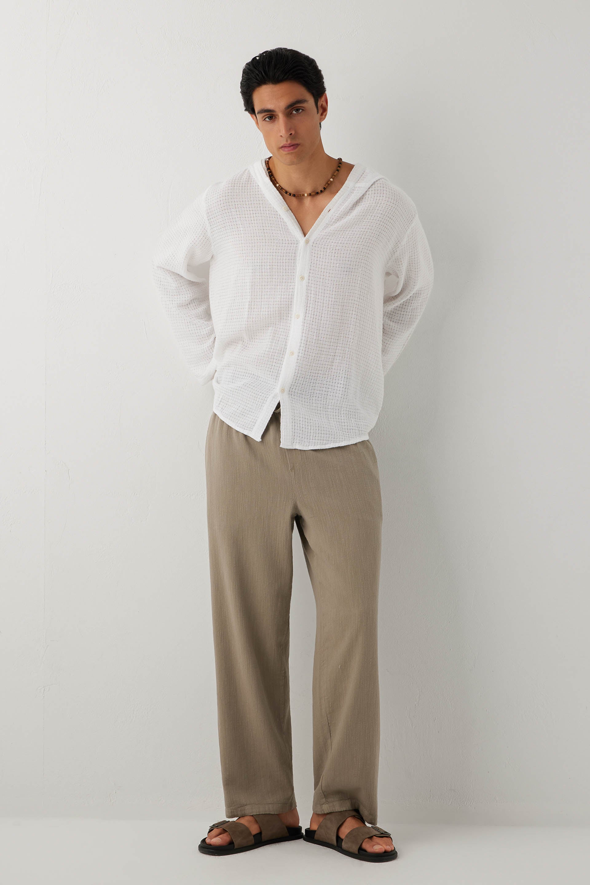 Flow Unisex Düz Paça Pantolon #renk_Olive
