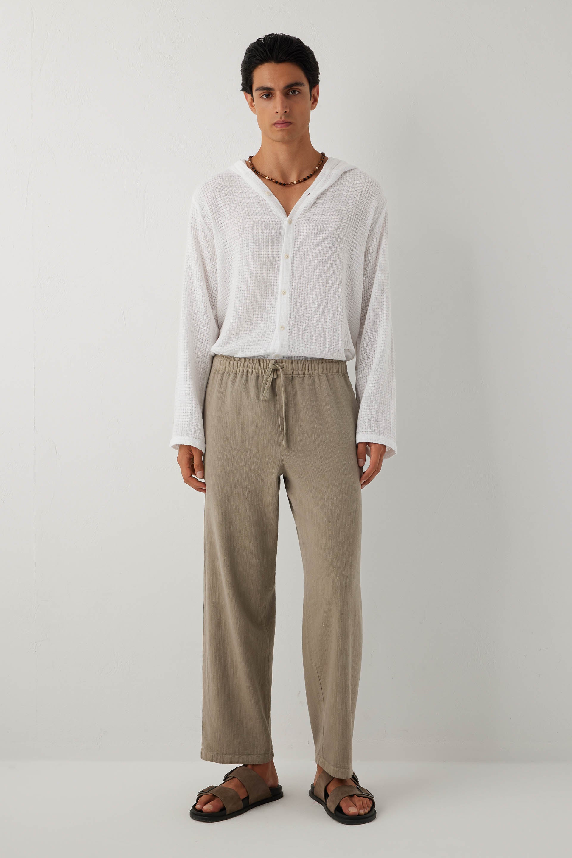 Flow Unisex Düz Paça Pantolon #renk_Olive