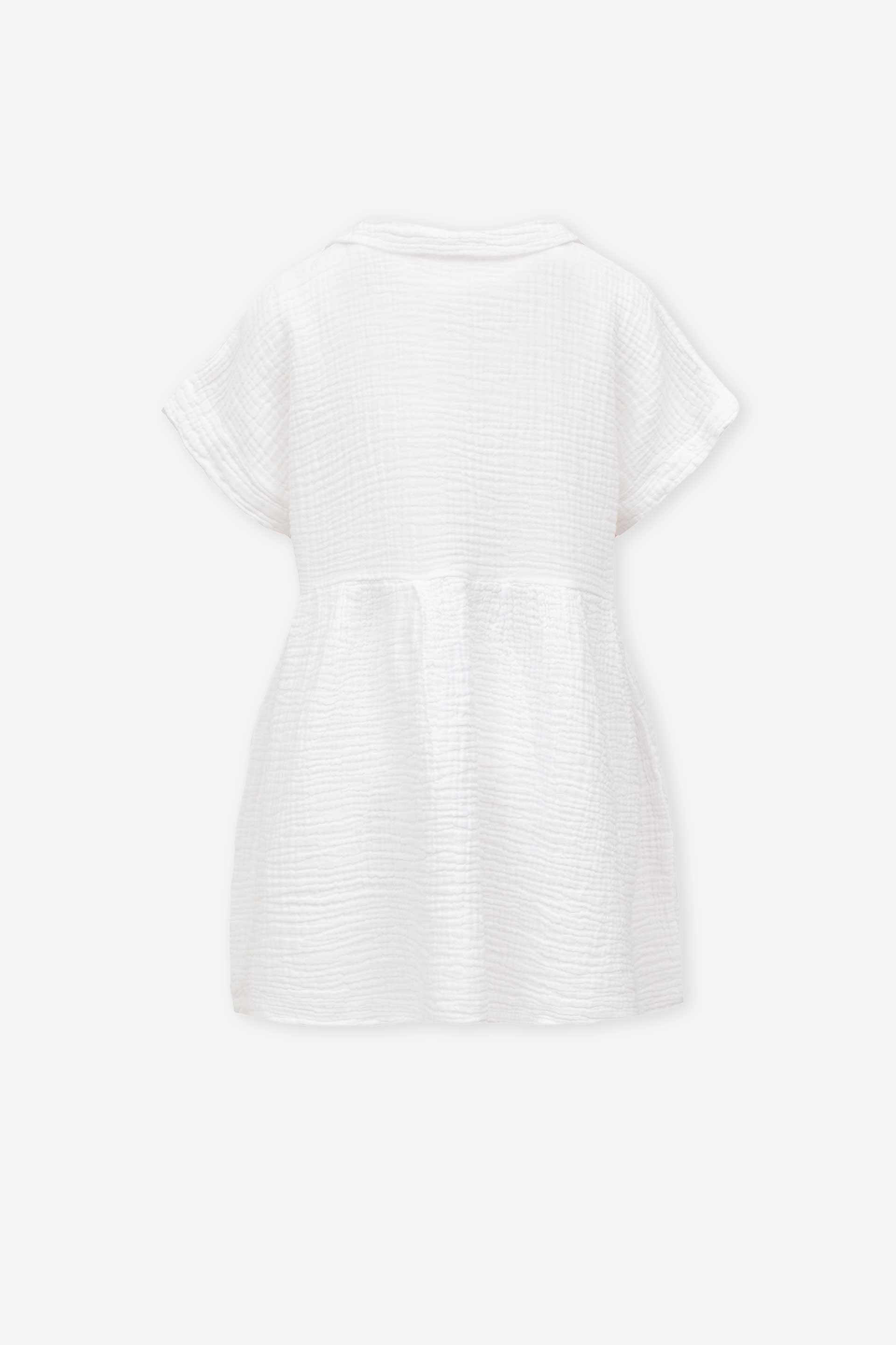 Müslin Yakalı Kız Çocuk Elbisesi #Renk_ Beyaz