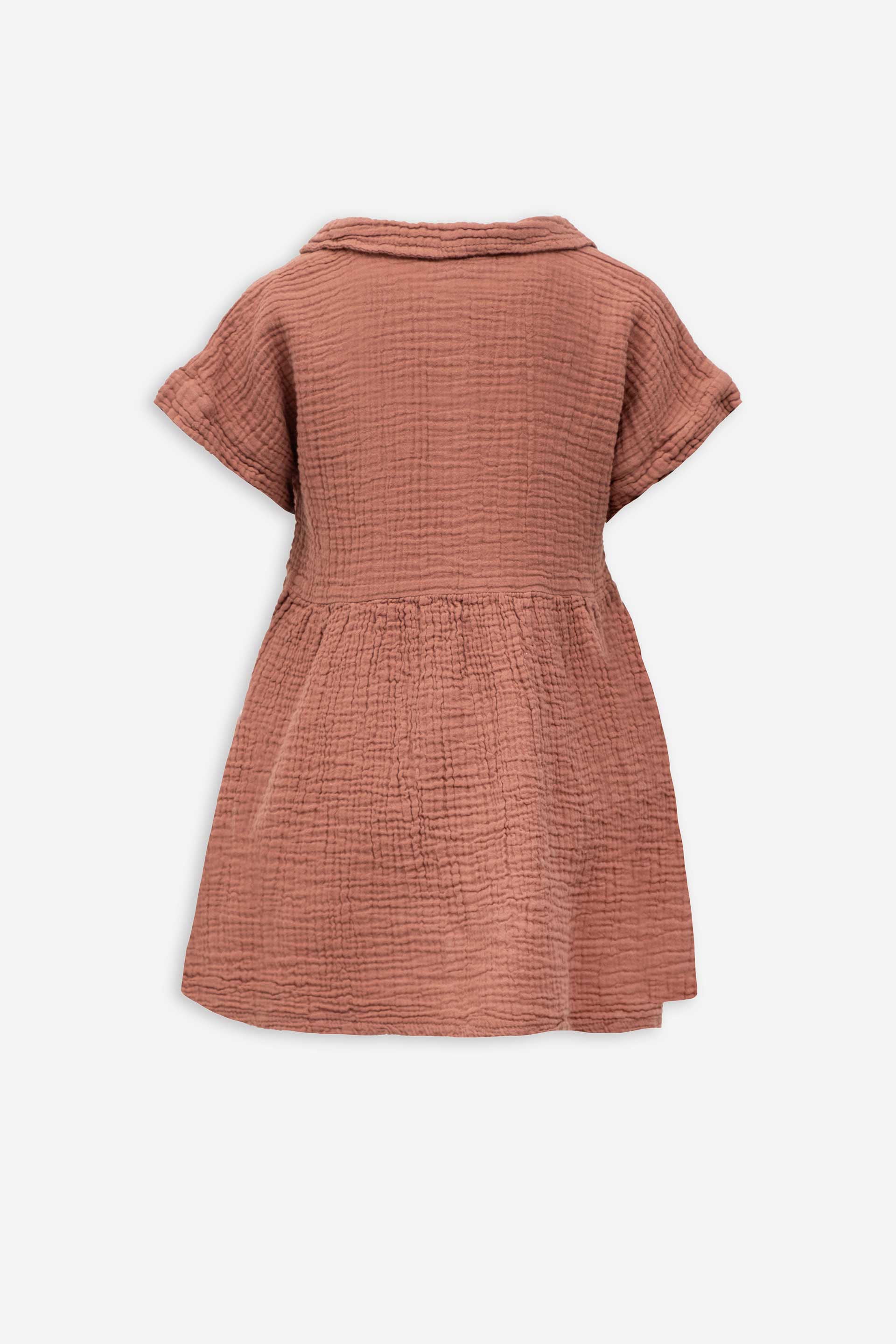 Müslin Yakalı Kız Çocuk Elbisesi #Renk_ Gül Kurusu