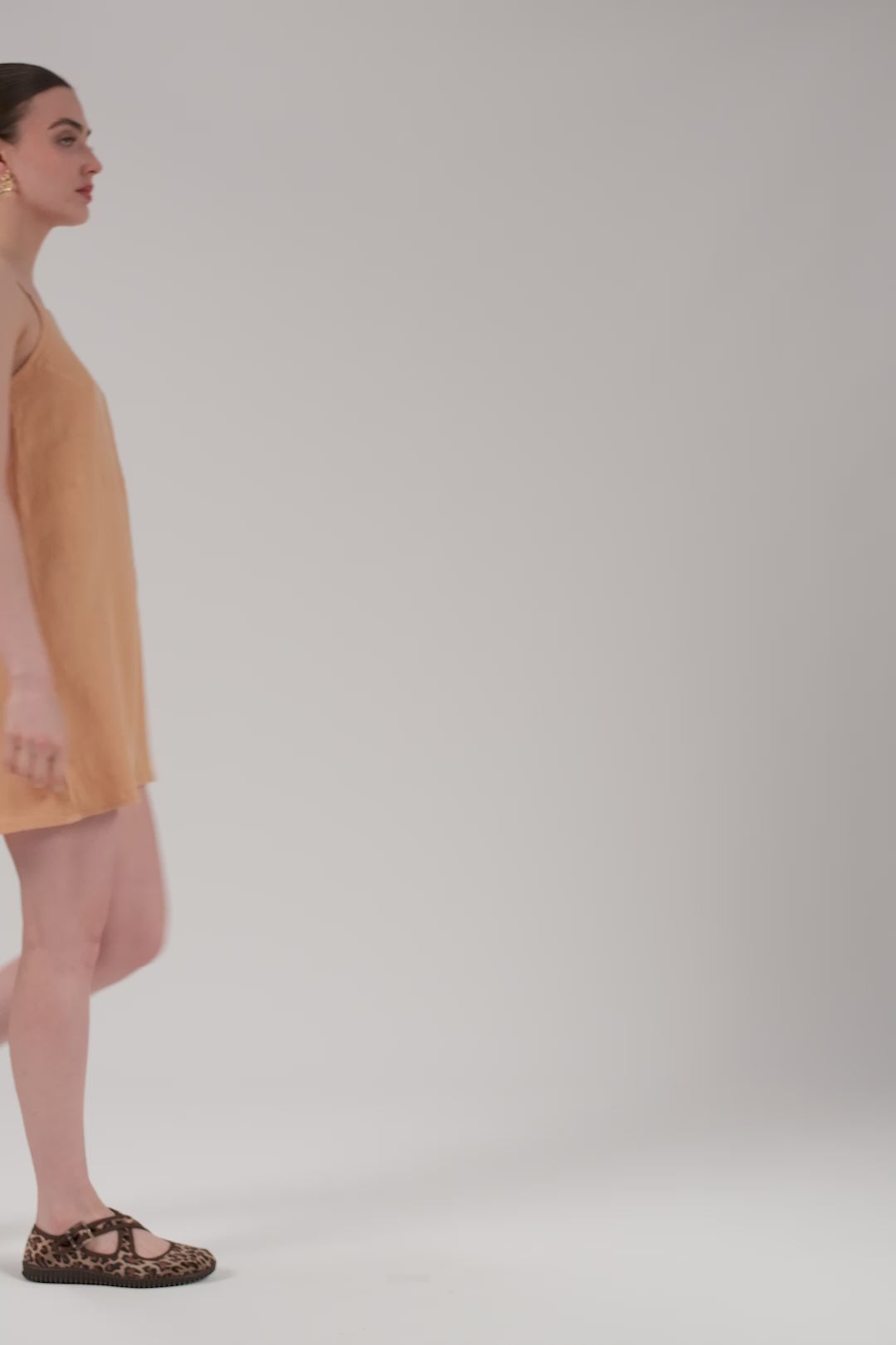 Askılı Keten Kısa Elbise #renk_Kil Beji