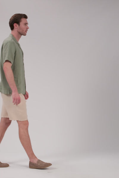 Rahat Kesim Cepli Keten Erkek Şort Videosu #Renk_Bej