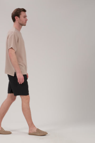 Rahat Kesim Cepli Keten Erkek Şort Videosu #Renk_Siyah