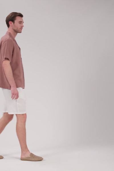 Rahat Kesim Cepli Keten Erkek Şort Videosu #Renk_Beyaz