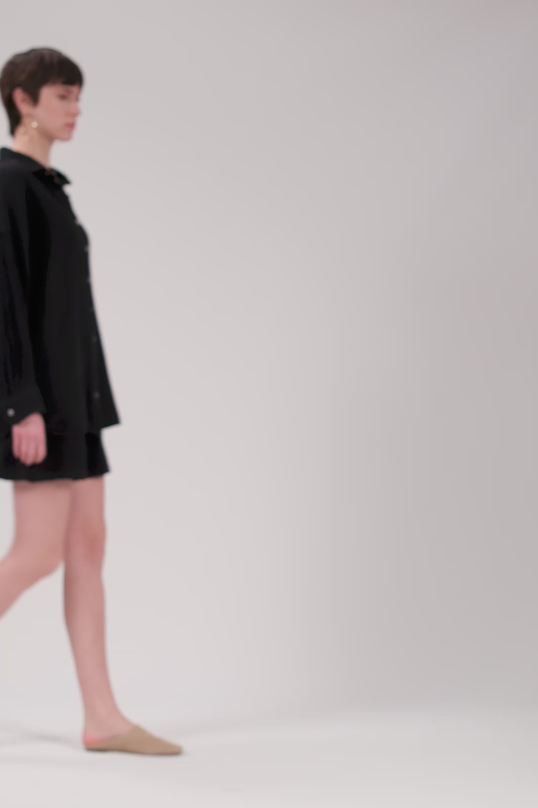 Oversize Müslin Kadın Gömlek #renk_Siyah