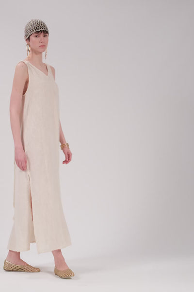 Helen Model Örgü Askılı Elbise / Doğal #renk_Doğal