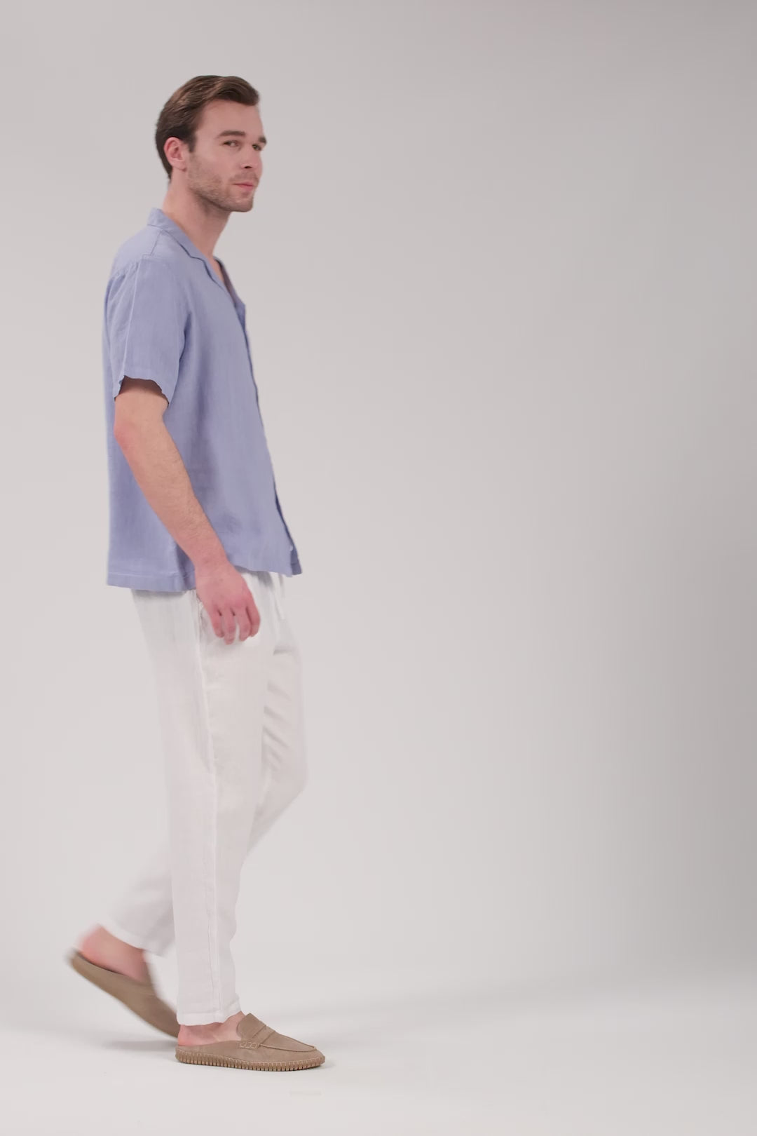 Rahat Kesim Beyaz Renk Keten Yazlık Erkek Pantolon #Renk_Beyaz