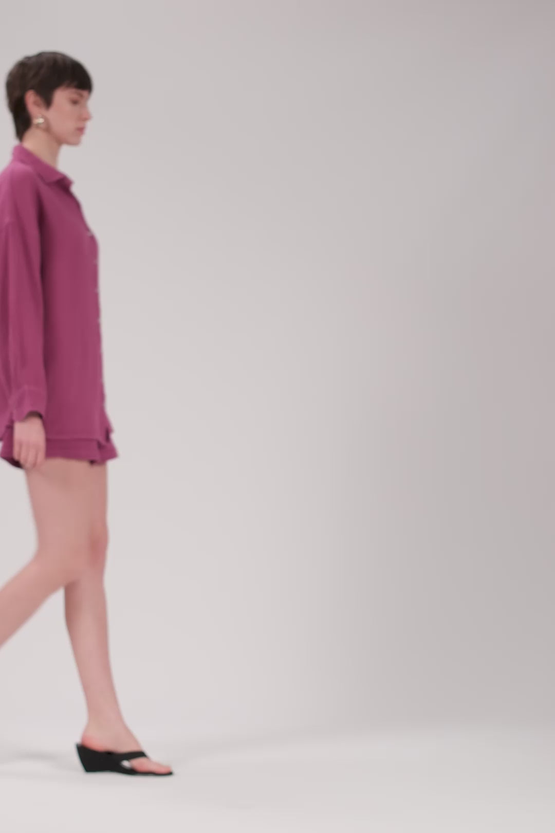Oversize Müslin Kadın Gömlek #renk_Fuşya