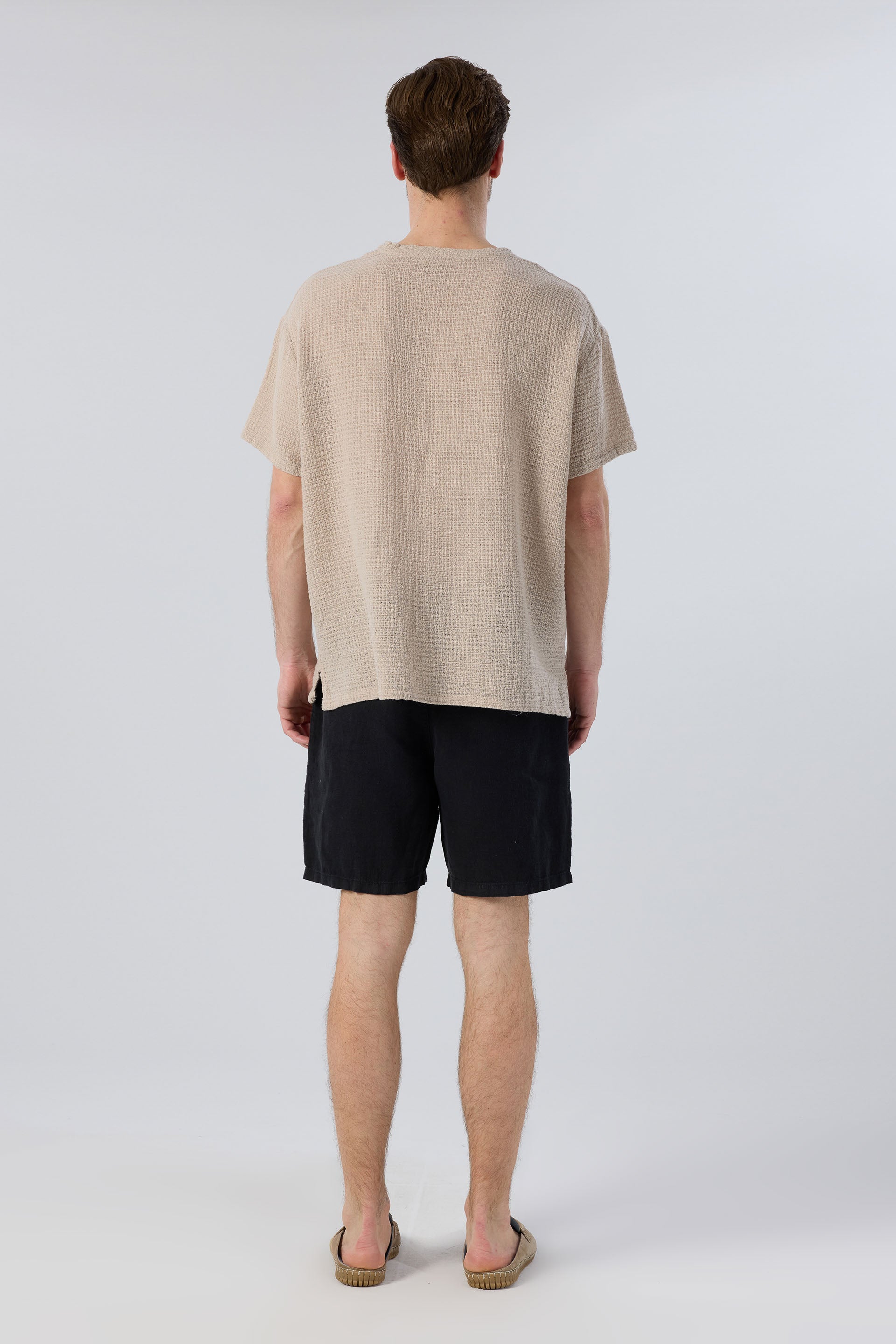 Rahat Kesim Cepli Siyah Renk Keten Erkek Şort #Renk_Siyah